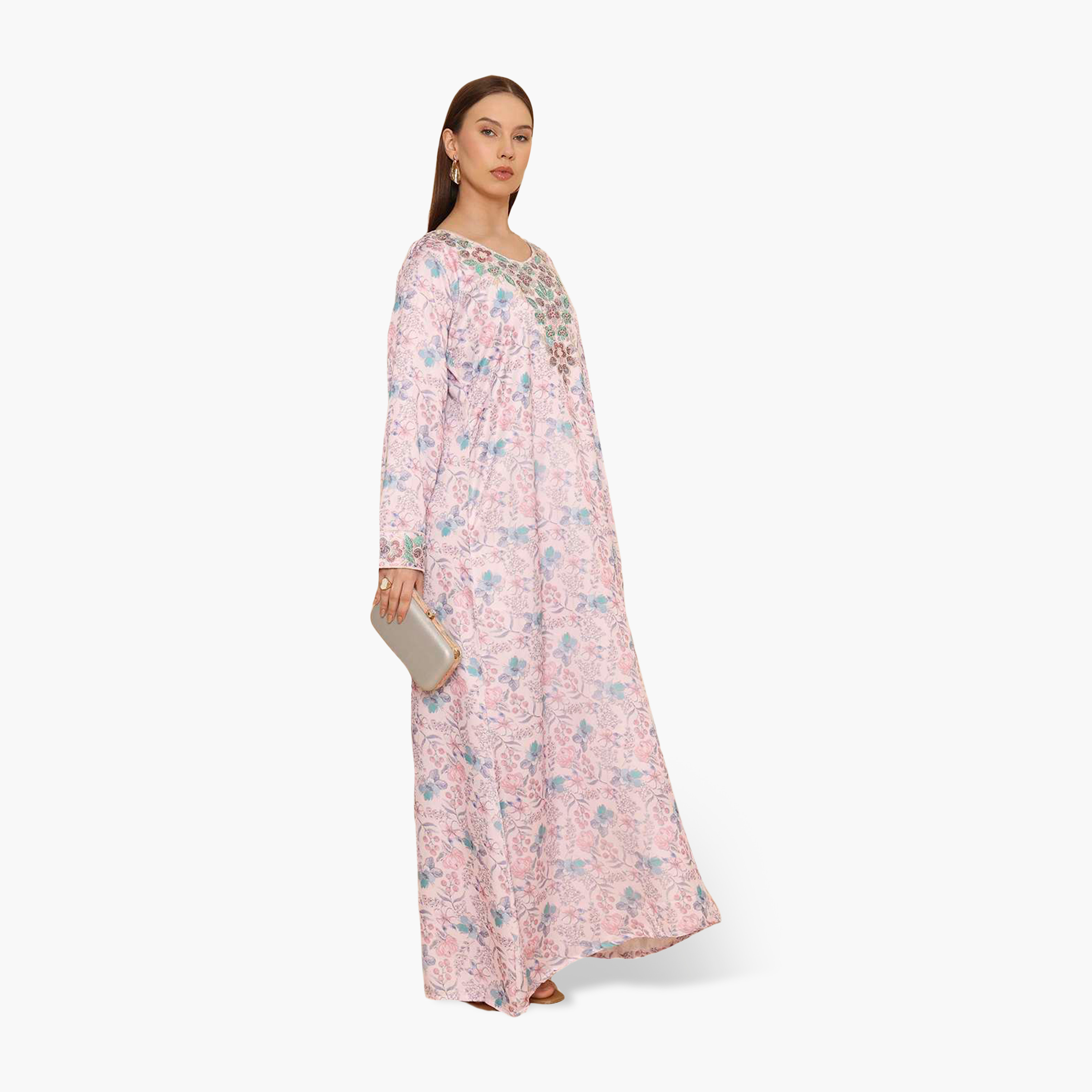 جلابية نسائية مطرزة بنقشة زهور من هنا اند سارة-women-arabicclothing-jalabiyas-image-14