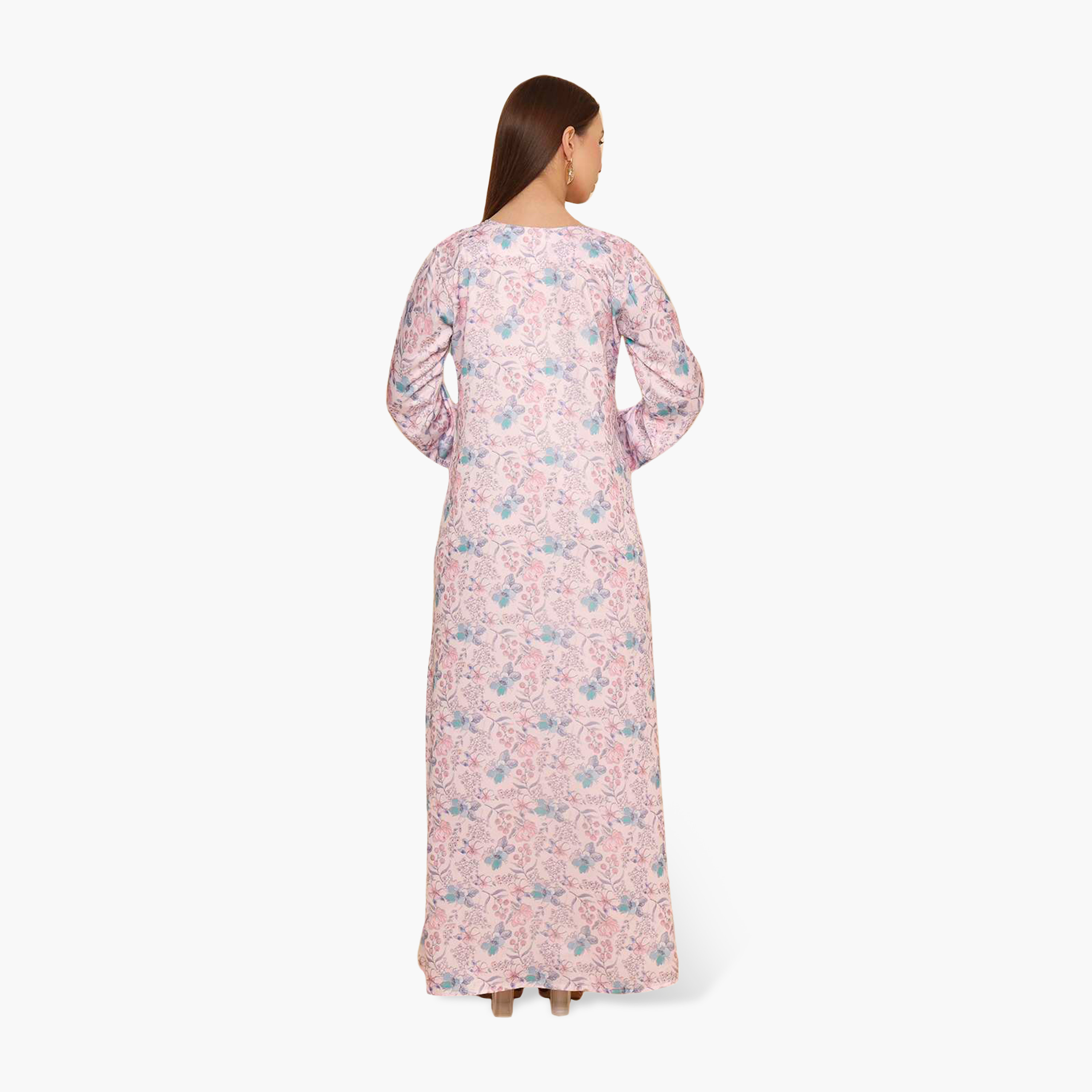 جلابية نسائية مطرزة بنقشة زهور من هنا اند سارة-women-arabicclothing-jalabiyas-image-15