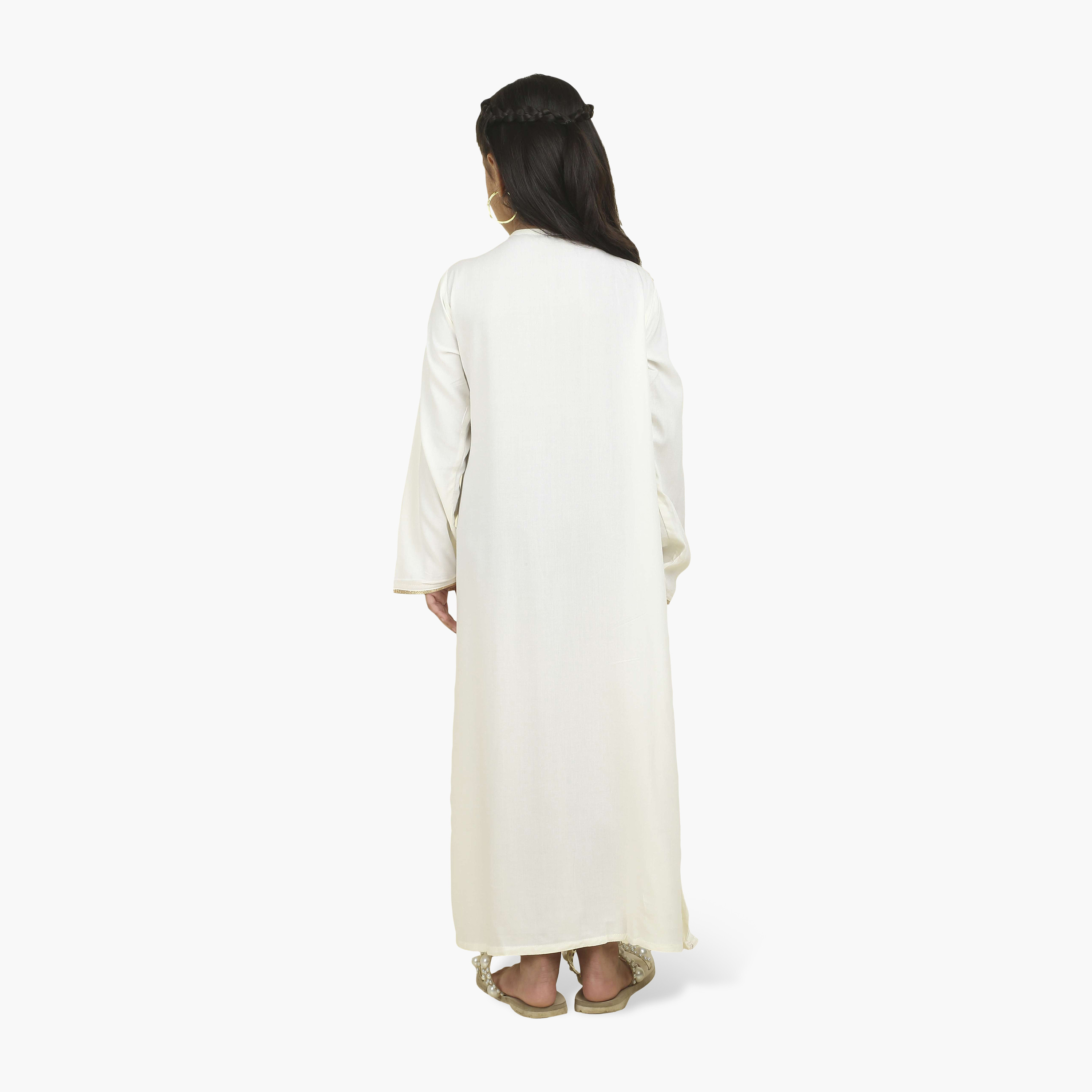 جلابية سهرة بناتي بصدرية مطرزة - أبيض من هنا أند سارة-girls-arabicclothing-jalabiyas-image-5