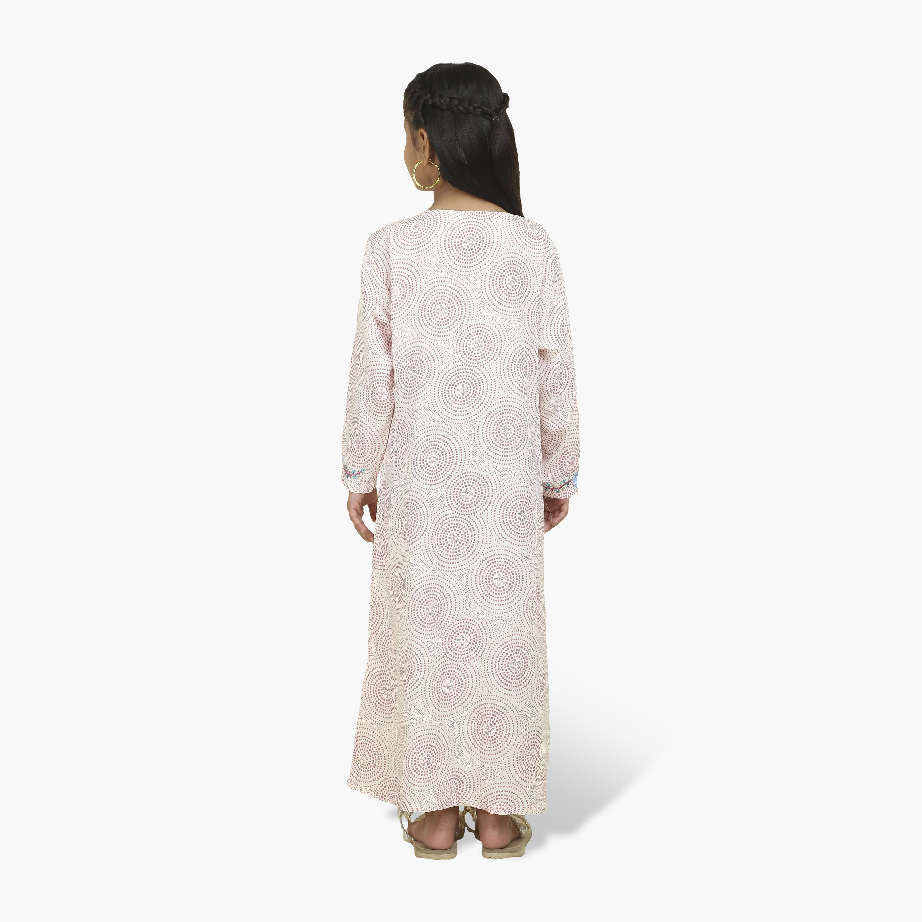 جلابية بناتي بصدرية مطرزة وطبعة هندسية من هنا أند سارة-girls-arabicclothing-jalabiyas-image-15