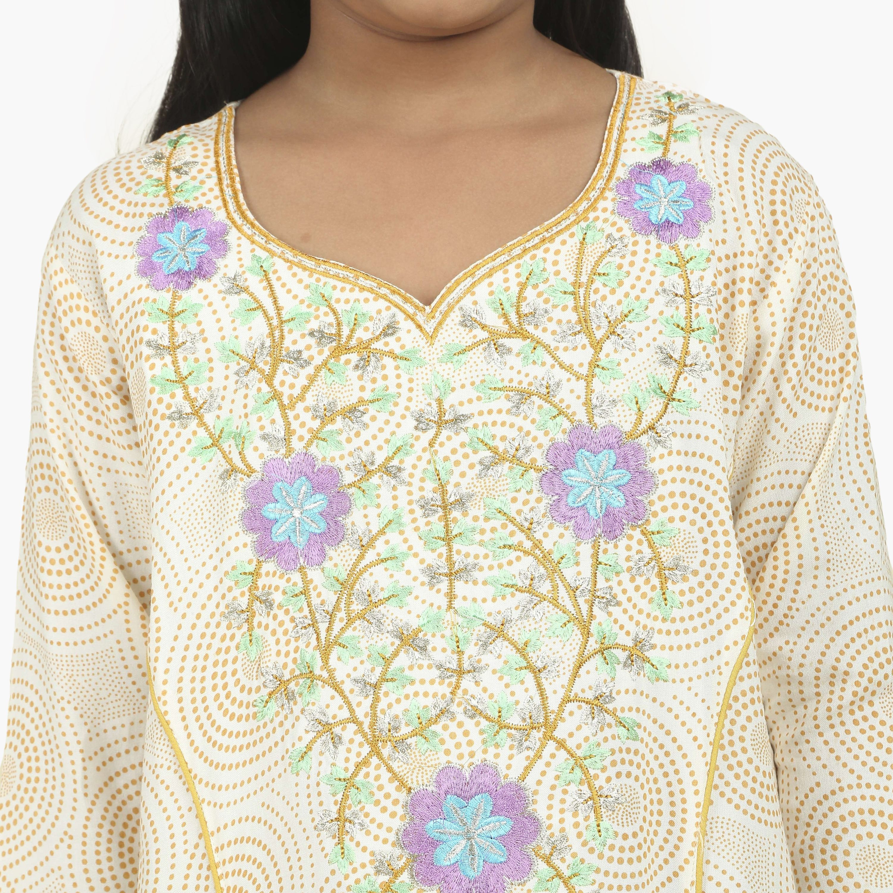 جلابية بناتي بصدرية مطرزة وطبعة هندسية من هنا أند سارة-girls-arabicclothing-jalabiyas-image-2
