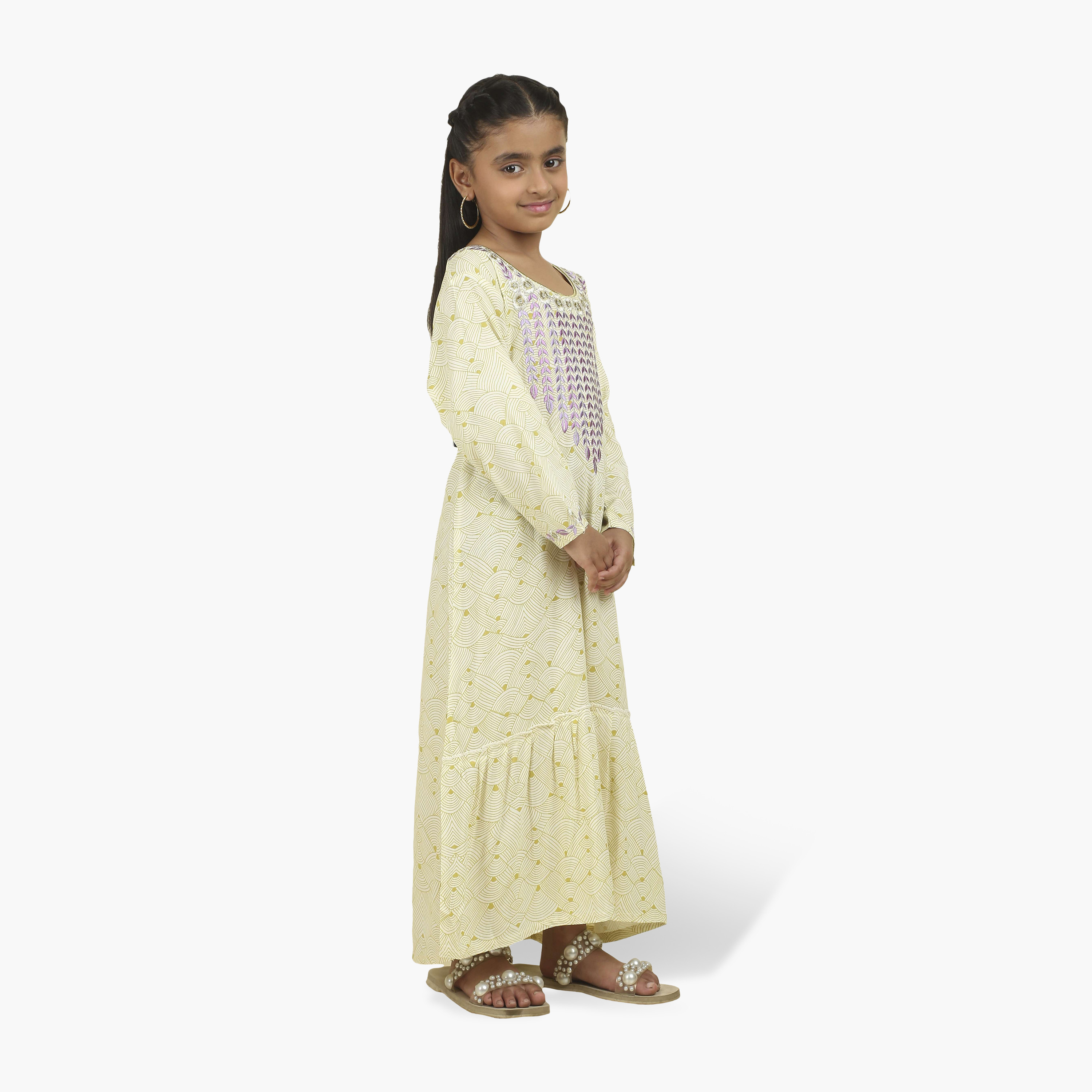 جلابية بناتي بصدرية مطرزة وطبعة هندسية من هنا أند سارة-girls-arabicclothing-jalabiyas-image-8