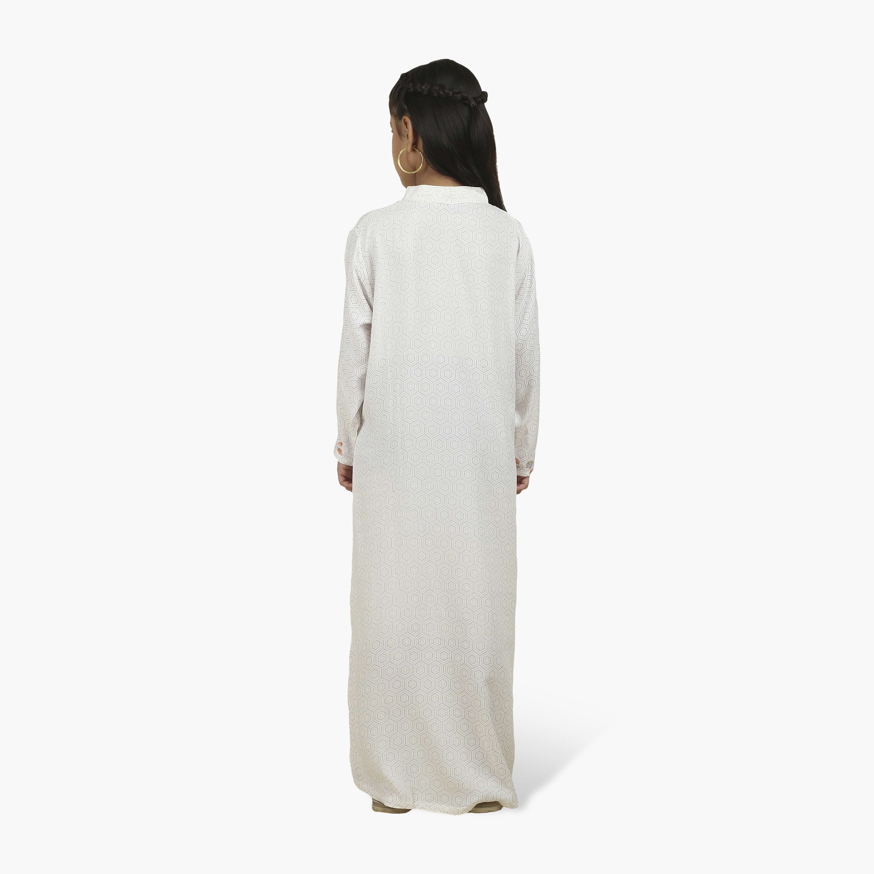 جلابية بناتي بياقة ماندارين مطرزة وطبعة هندسية من هنا أند سارة-girls-arabicclothing-jalabiyas-image-5