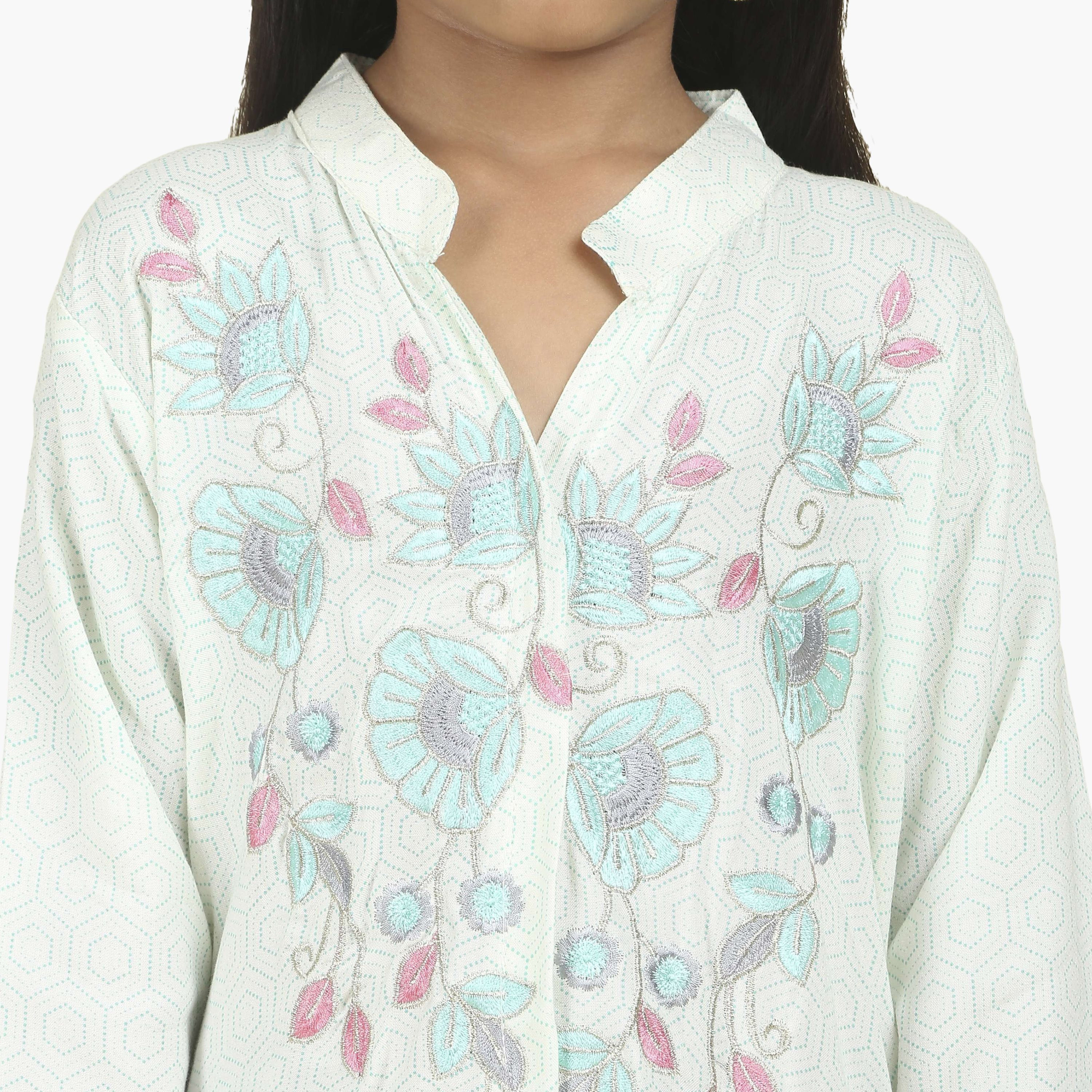 جلابية بناتي بياقة ماندارين مطرزة وطبعة هندسية من هنا أند سارة-girls-arabicclothing-jalabiyas-image-7