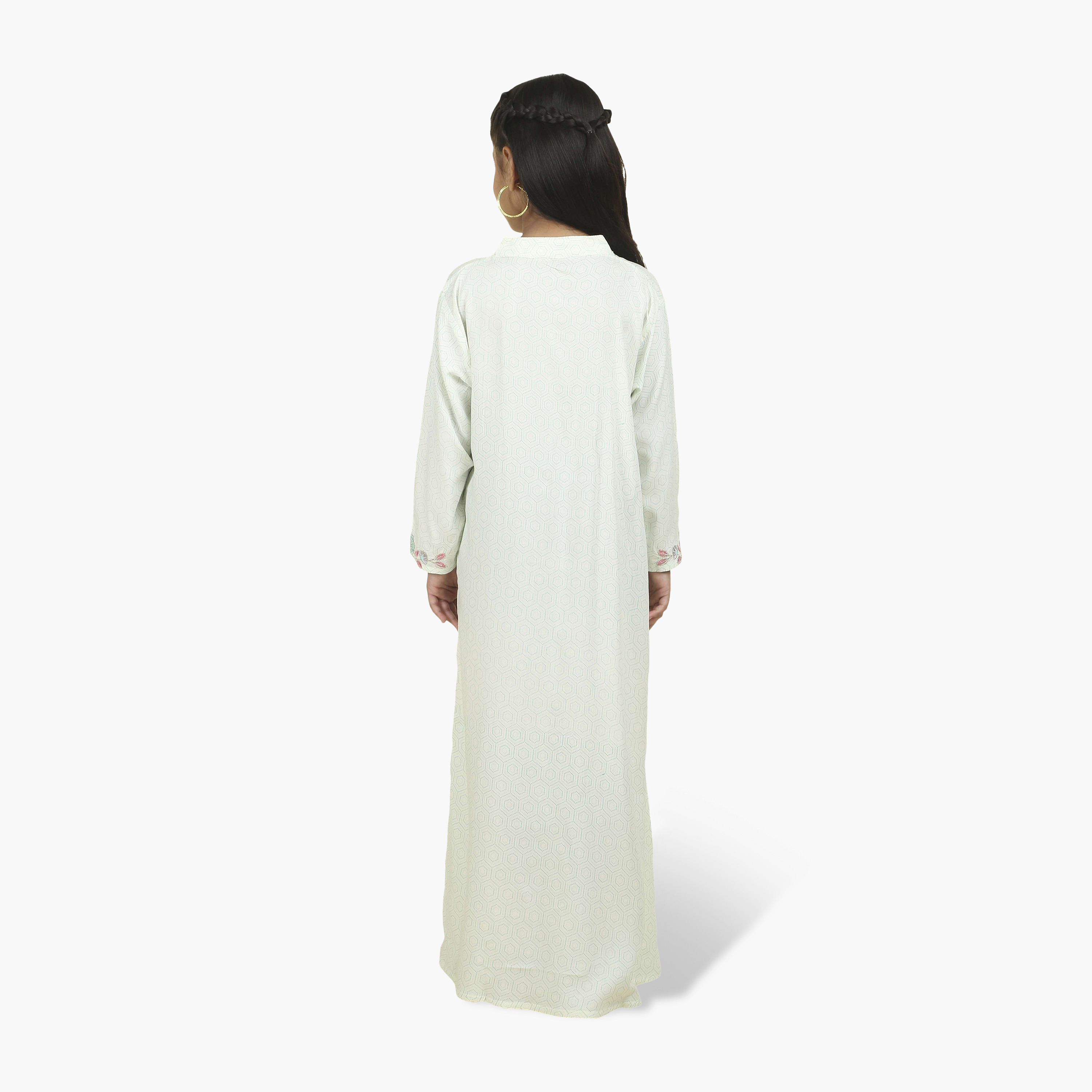 جلابية بناتي بياقة ماندارين مطرزة وطبعة هندسية من هنا أند سارة-girls-arabicclothing-jalabiyas-image-10