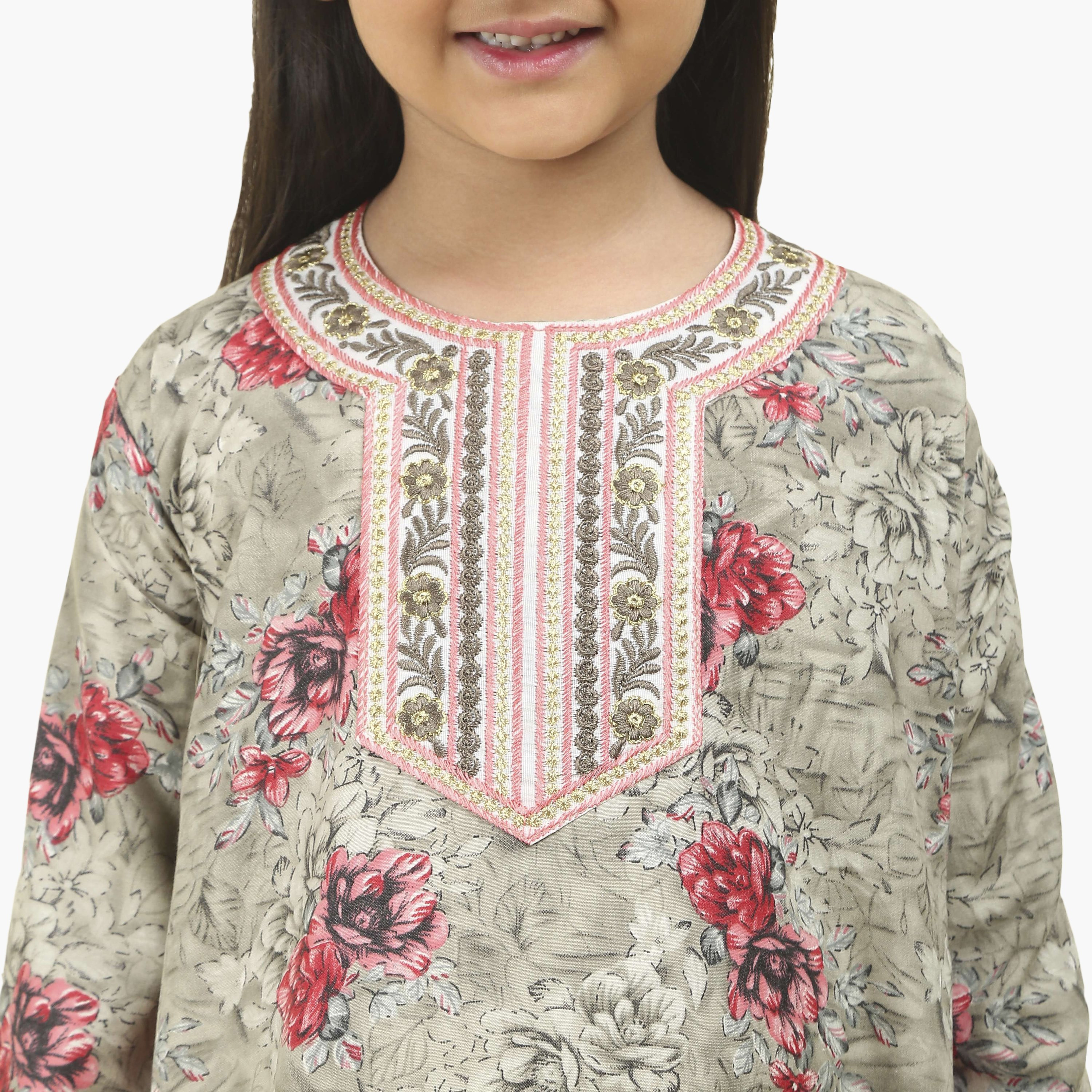 جلابية بناتي بصدرية مطرزة وطبعة زهور من هنا أند سارة-girls-arabicclothing-jalabiyas-image-7