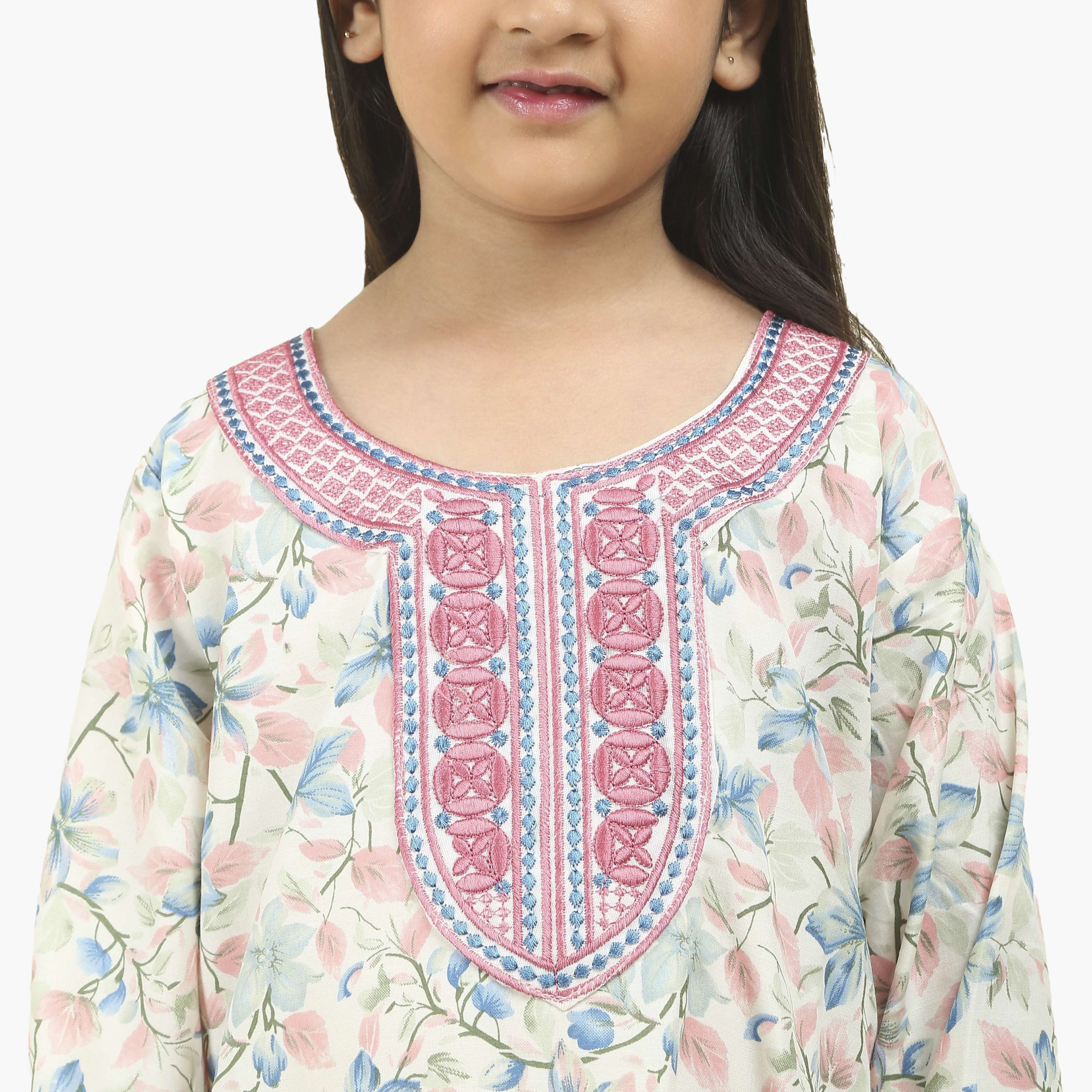 جلابية بناتي بصدرية مطرزة وطبعة زهور من هنا أند سارة-girls-arabicclothing-jalabiyas-image-8