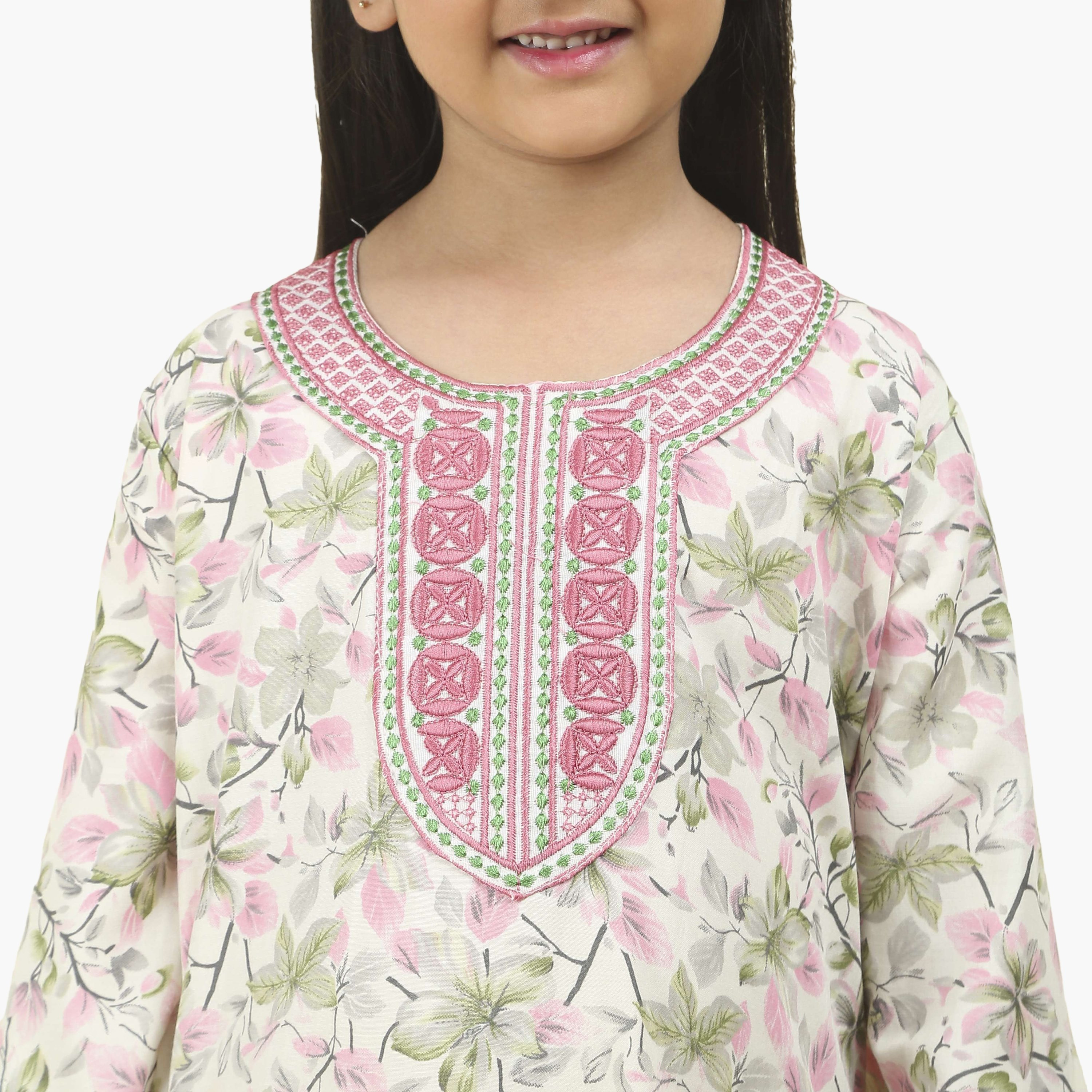 جلابية بناتي بصدرية مطرزة وطبعة زهور من هنا أند سارة-girls-arabicclothing-jalabiyas-image-13