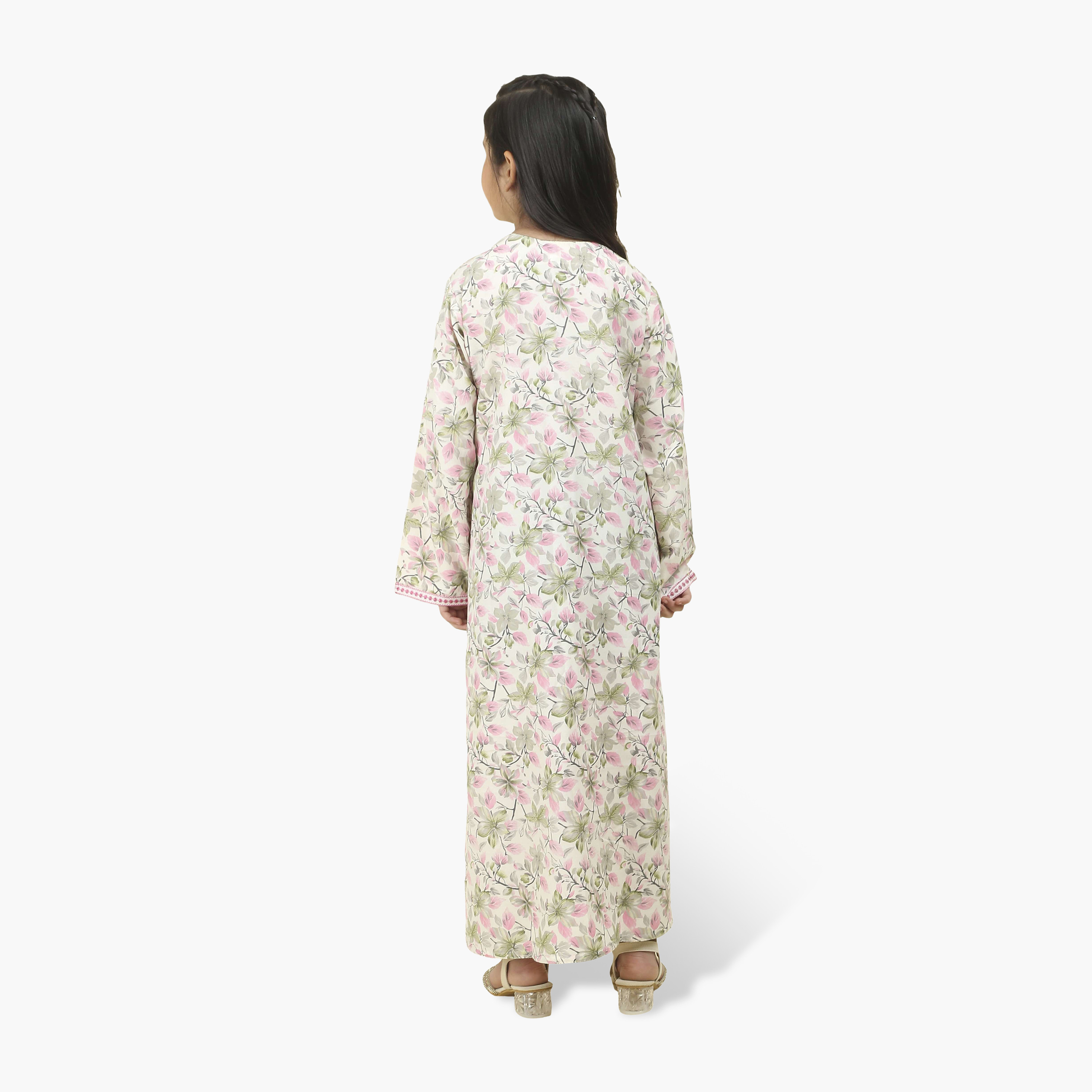 جلابية بناتي بصدرية مطرزة وطبعة زهور من هنا أند سارة-girls-arabicclothing-jalabiyas-image-15