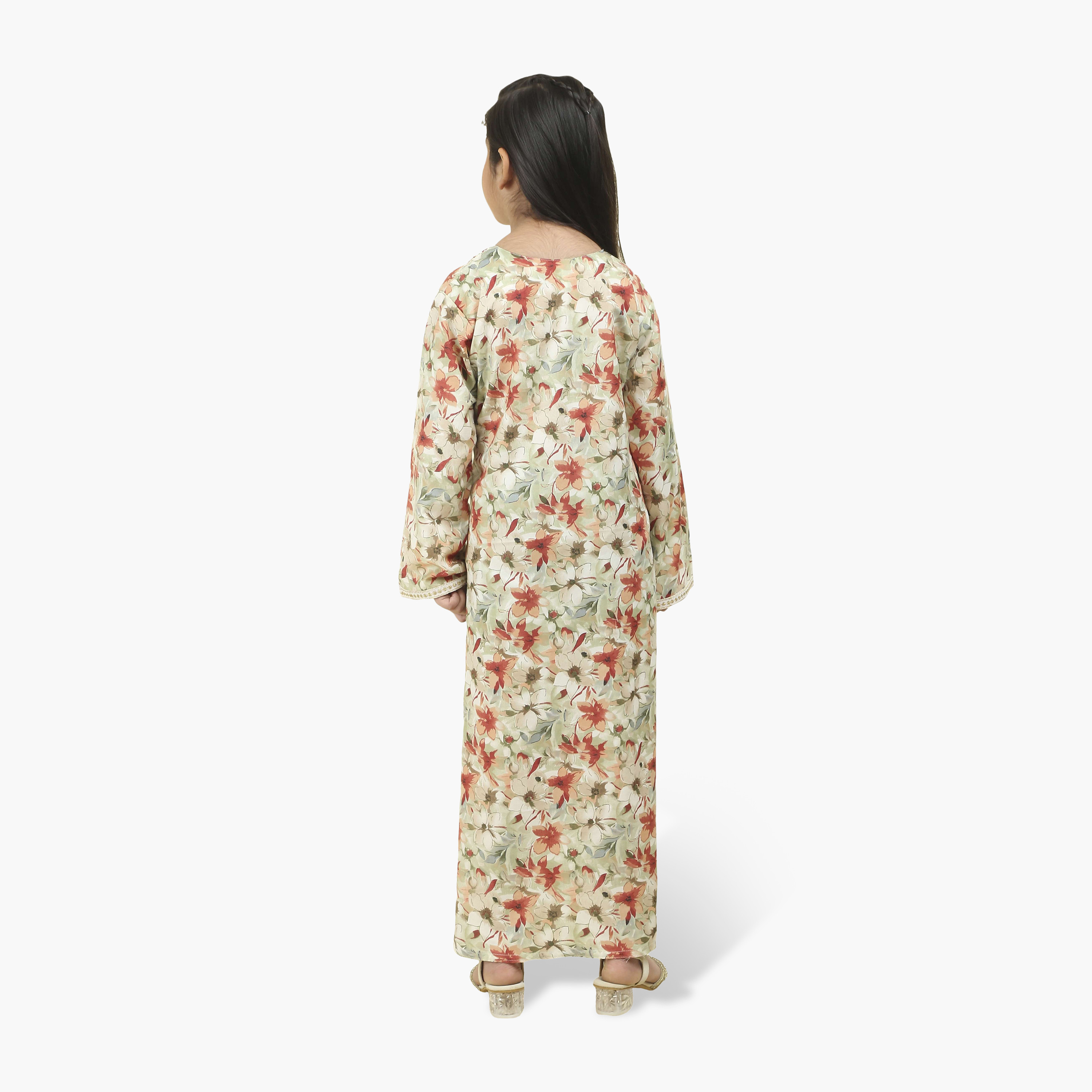 جلابية بناتي بصدرية مطرزة وطبعة زهور من هنا أند سارة-girls-arabicclothing-jalabiyas-image-15