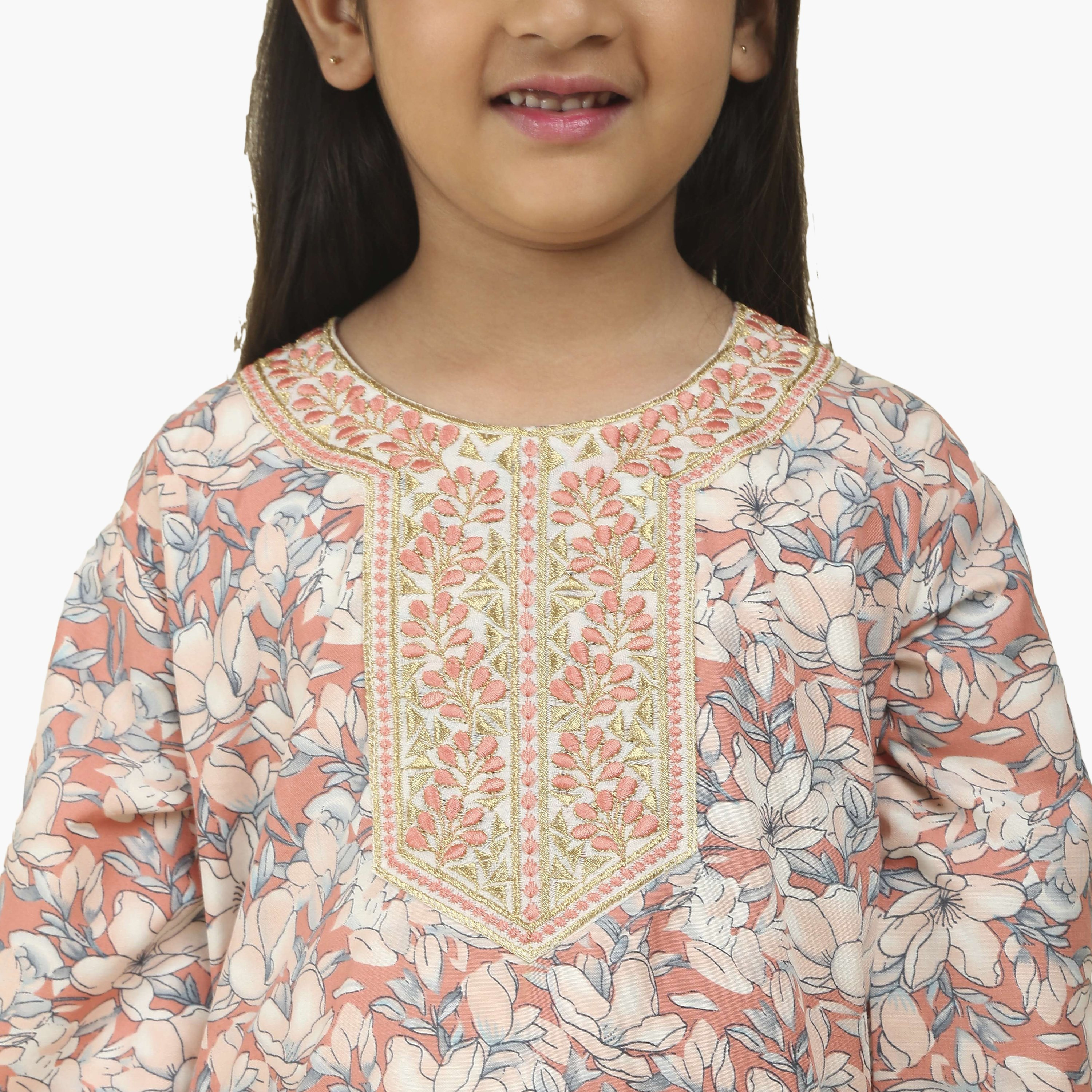 جلابية بناتي بصدرية مطرزة وطبعة زهور من هنا أند سارة-girls-arabicclothing-jalabiyas-image-8