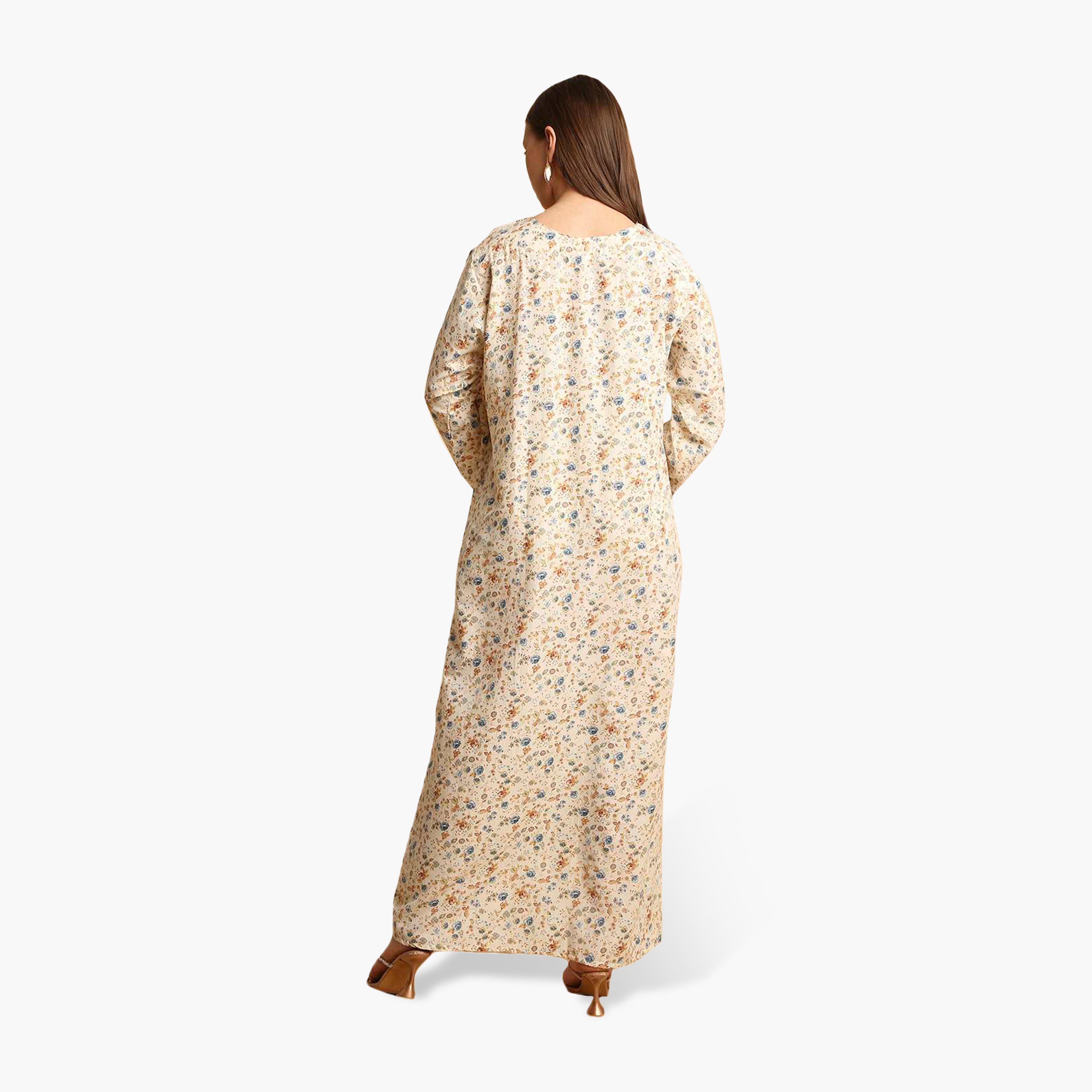 جلابية نسائية مطرزة بنقشة زهور من هنا اند سارة-women-arabicclothing-jalabiyas-image-5
