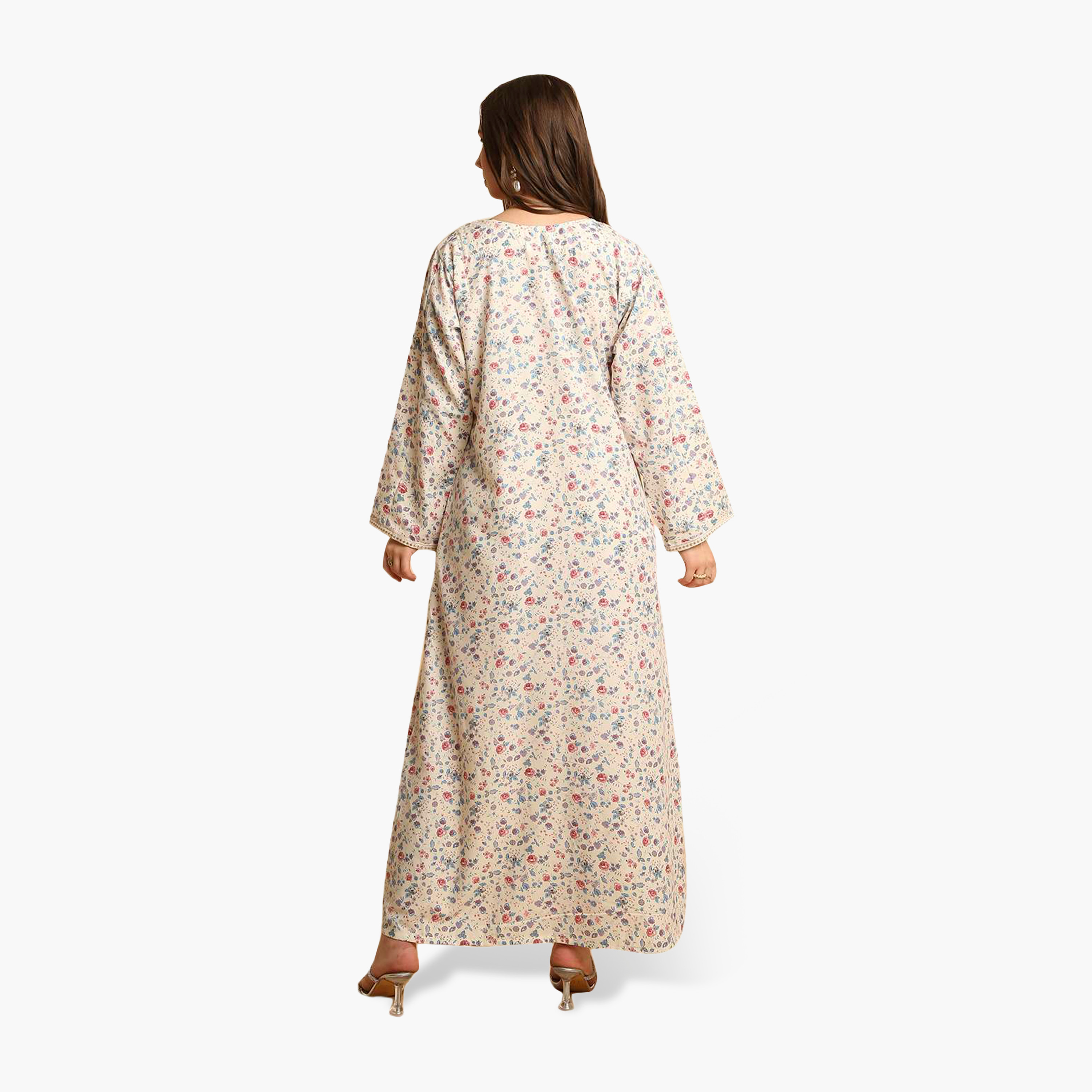 HanaandSara Floral Print Embroidered Yoke Women's Jalabiya-women-arabicclothing-jalabiyas-image-15