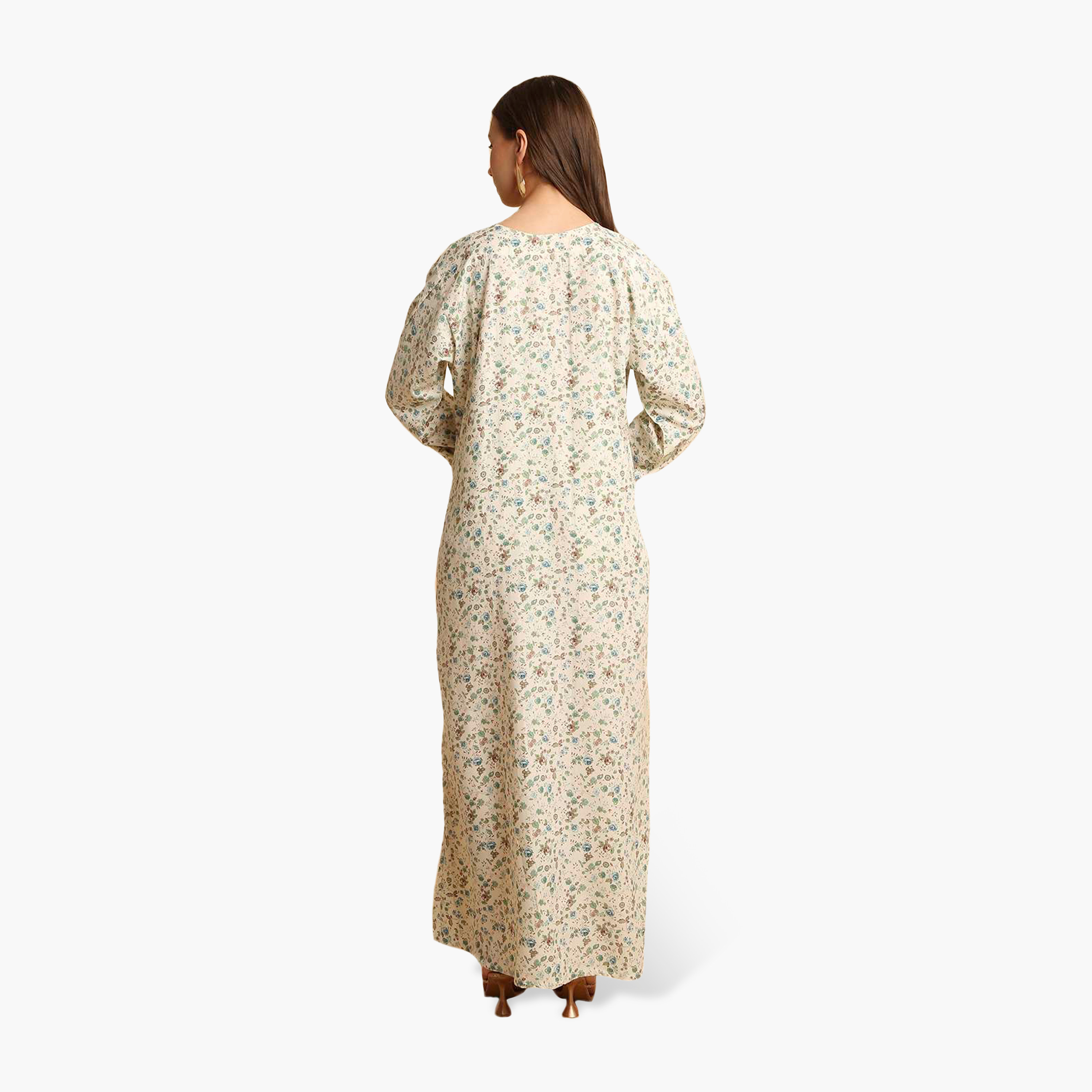 جلابية نسائية مطرزة بنقشة زهور من هنا اند سارة-women-arabicclothing-jalabiyas-image-5