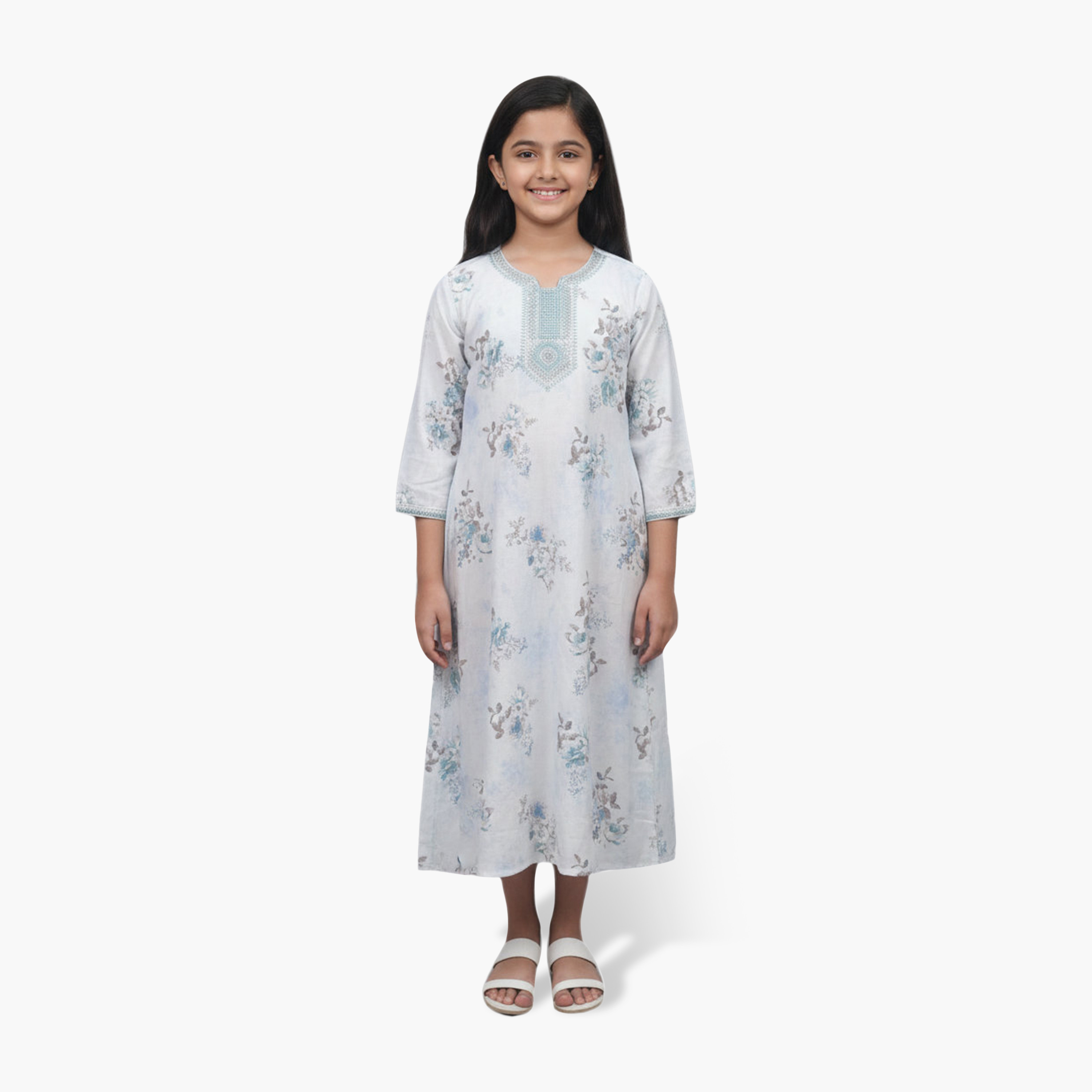 جلابية بناتي بطبعة زهور من هنا أند سارة-girls-arabicclothing-jalabiyas-image-5