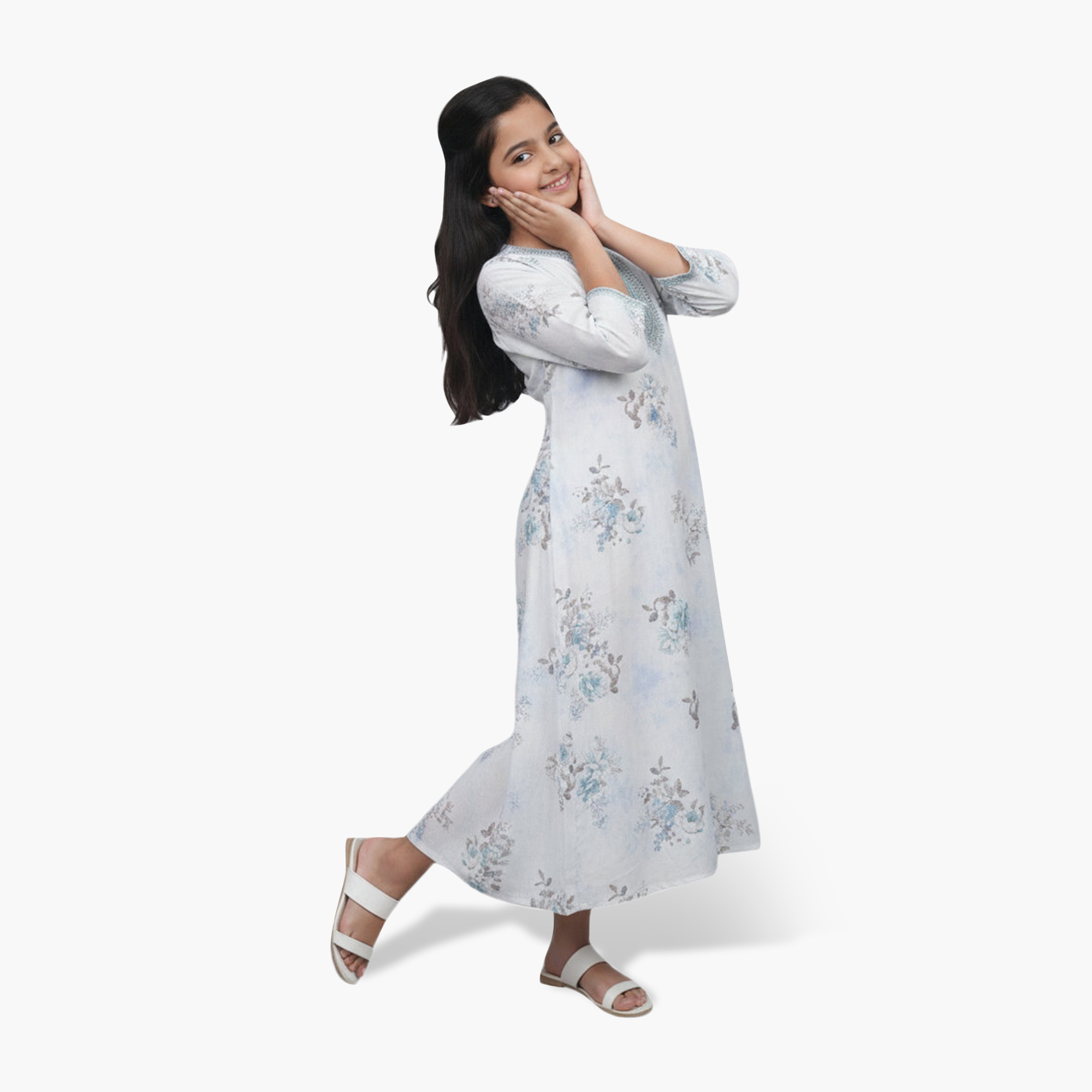 جلابية بناتي بطبعة زهور من هنا أند سارة-girls-arabicclothing-jalabiyas-image-7