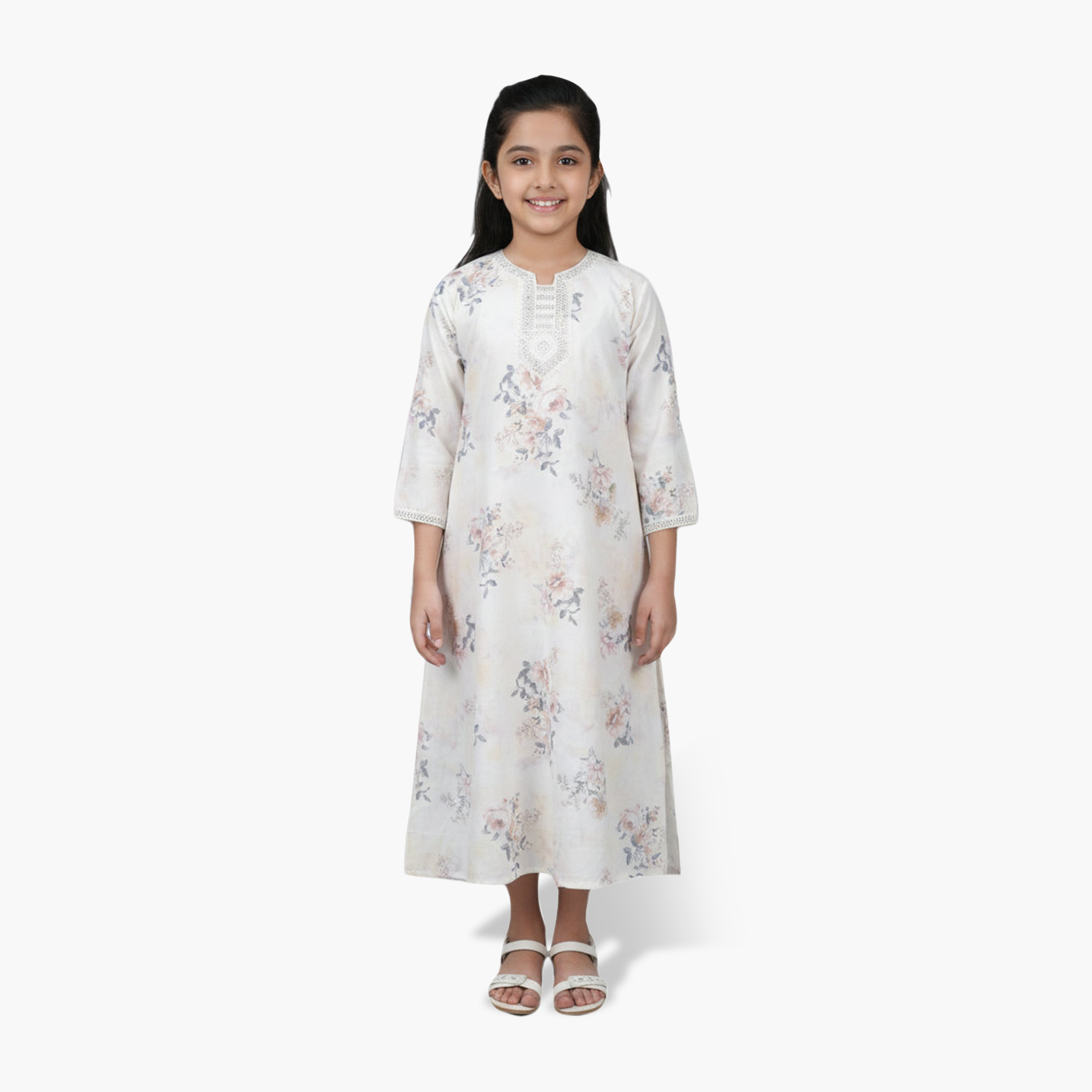 جلابية بناتي بطبعة زهور من هنا أند سارة-girls-arabicclothing-jalabiyas-image-1
