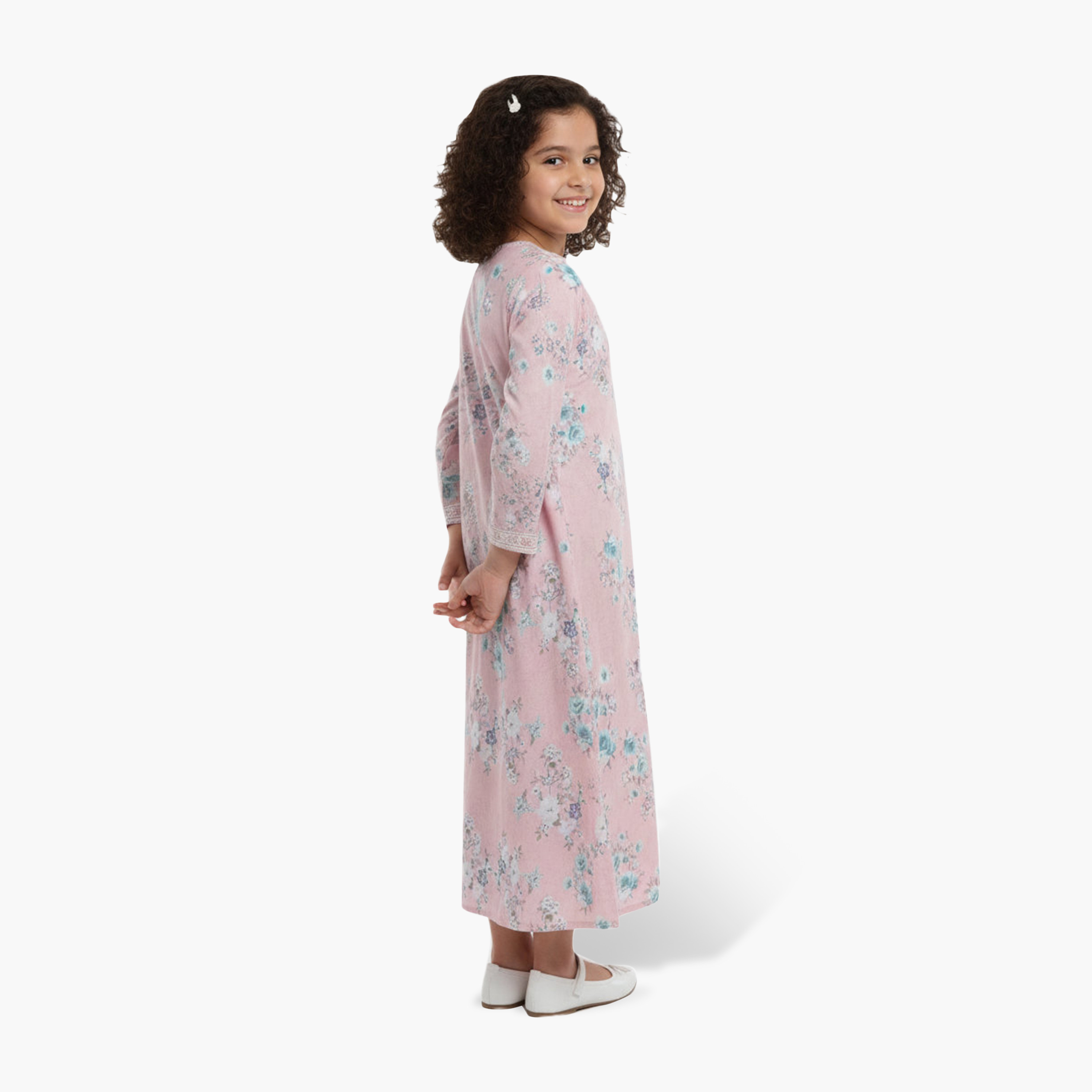 جلابية بناتي بصدرية مطرزة وطبعة زهور من هنا أند سارة-girls-arabicclothing-jalabiyas-image-8