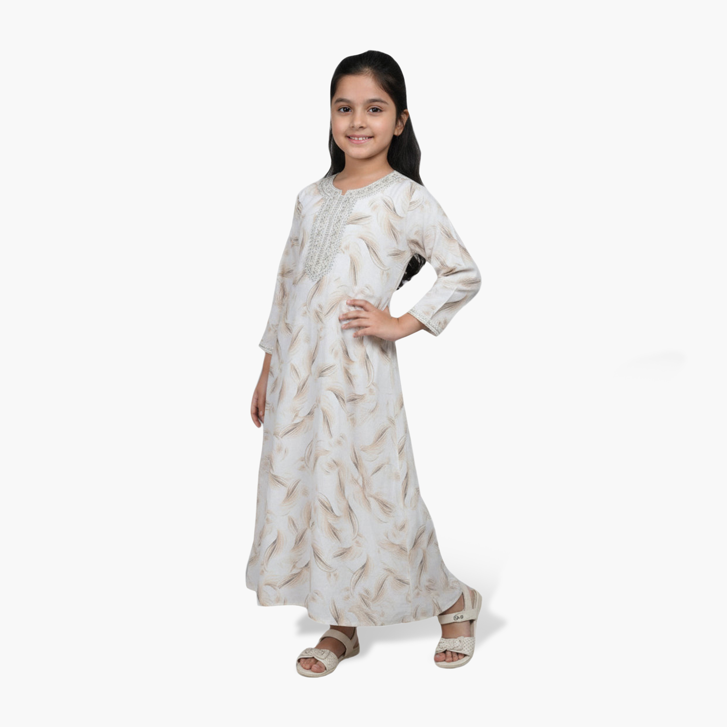 جلابية بناتي بطبعة ريش تجريدية من هنا أند سارة-girls-arabicclothing-jalabiyas-image-10