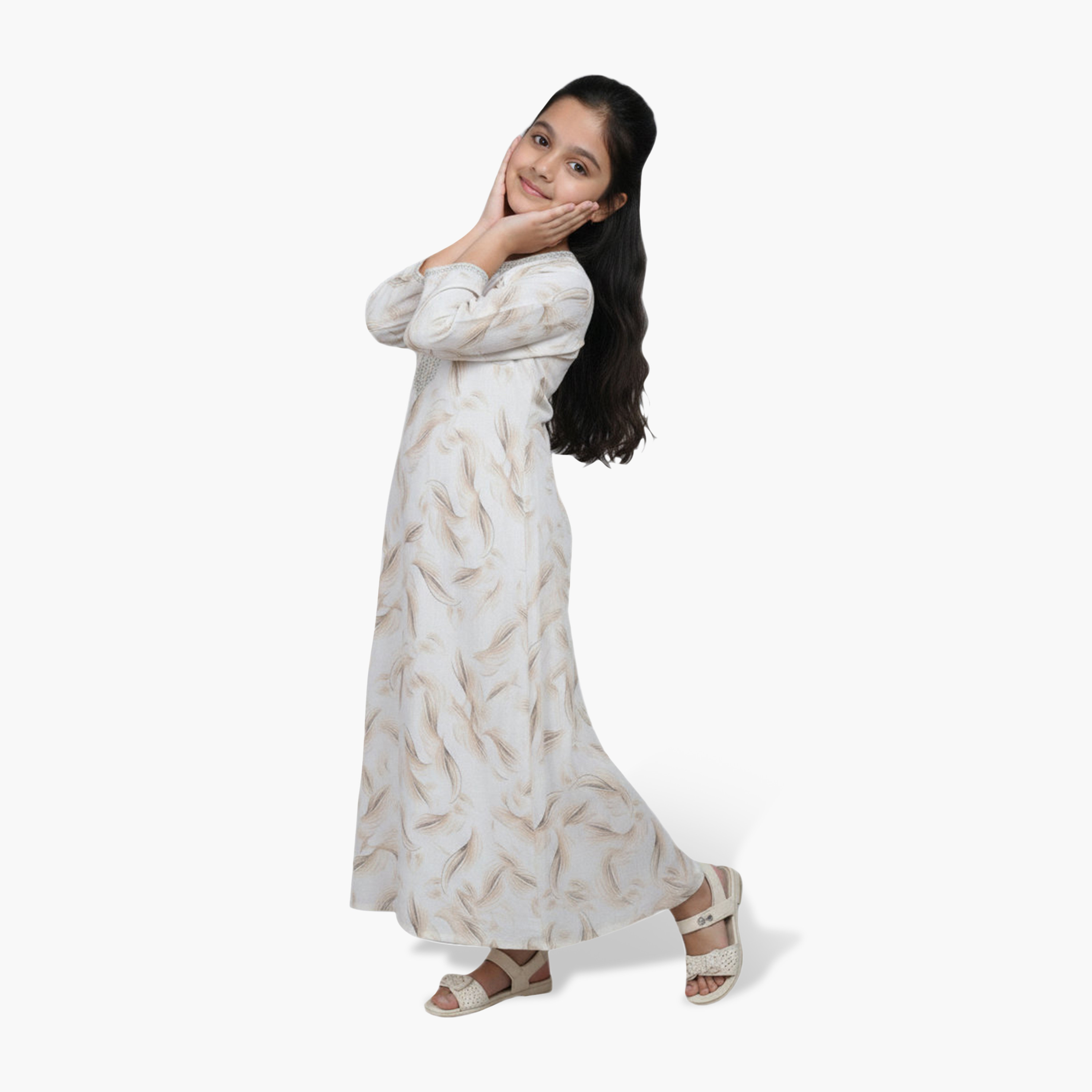 جلابية بناتي بطبعة ريش تجريدية من هنا أند سارة-girls-arabicclothing-jalabiyas-image-11