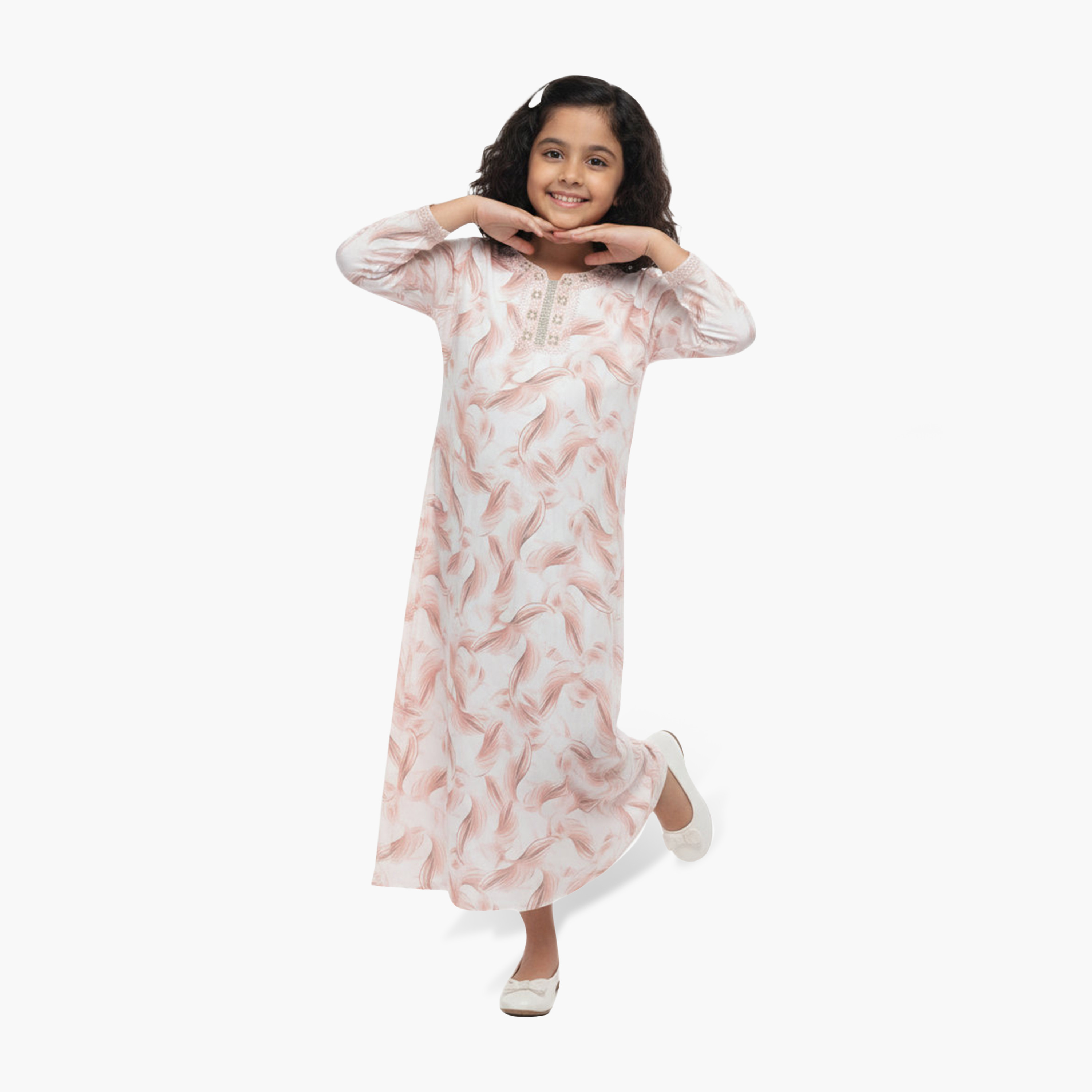جلابية بناتي بطبعة ريش تجريدية من هنا أند سارة-girls-arabicclothing-jalabiyas-image-6