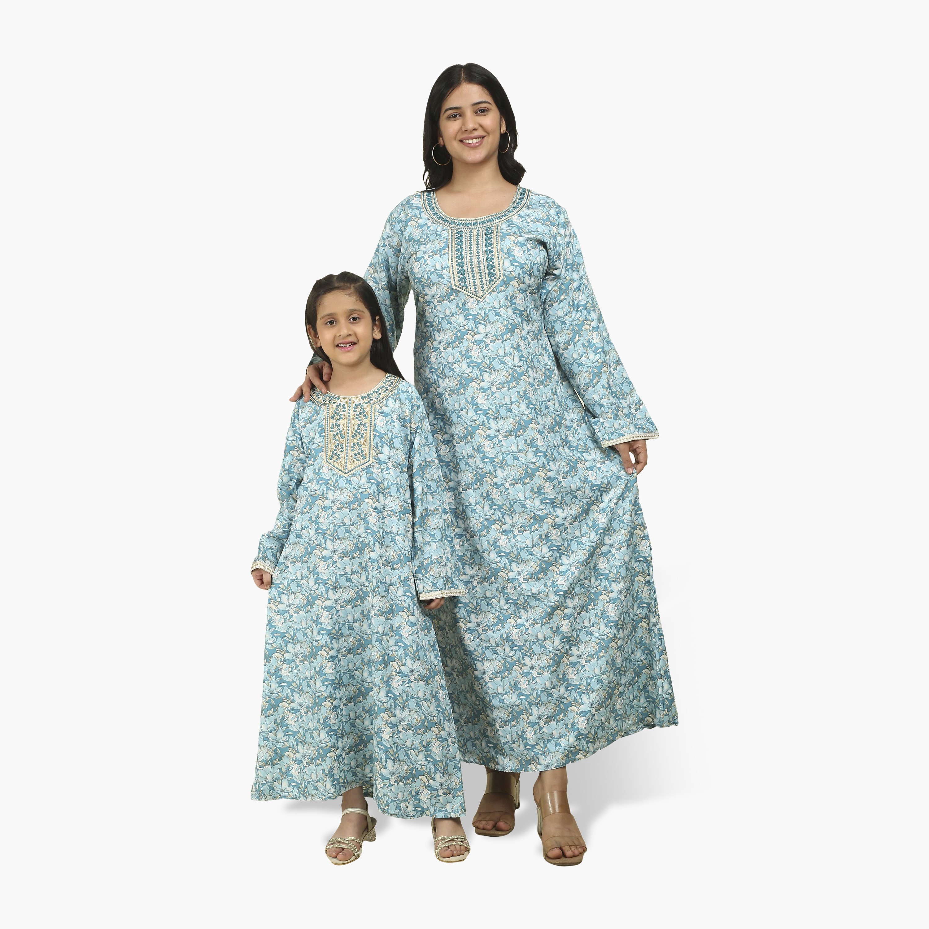 جلابية نسائية بصدرية مطرزة وطبعة زهور من هنا أند سارة-women-arabicclothing-jalabiyas-image-11
