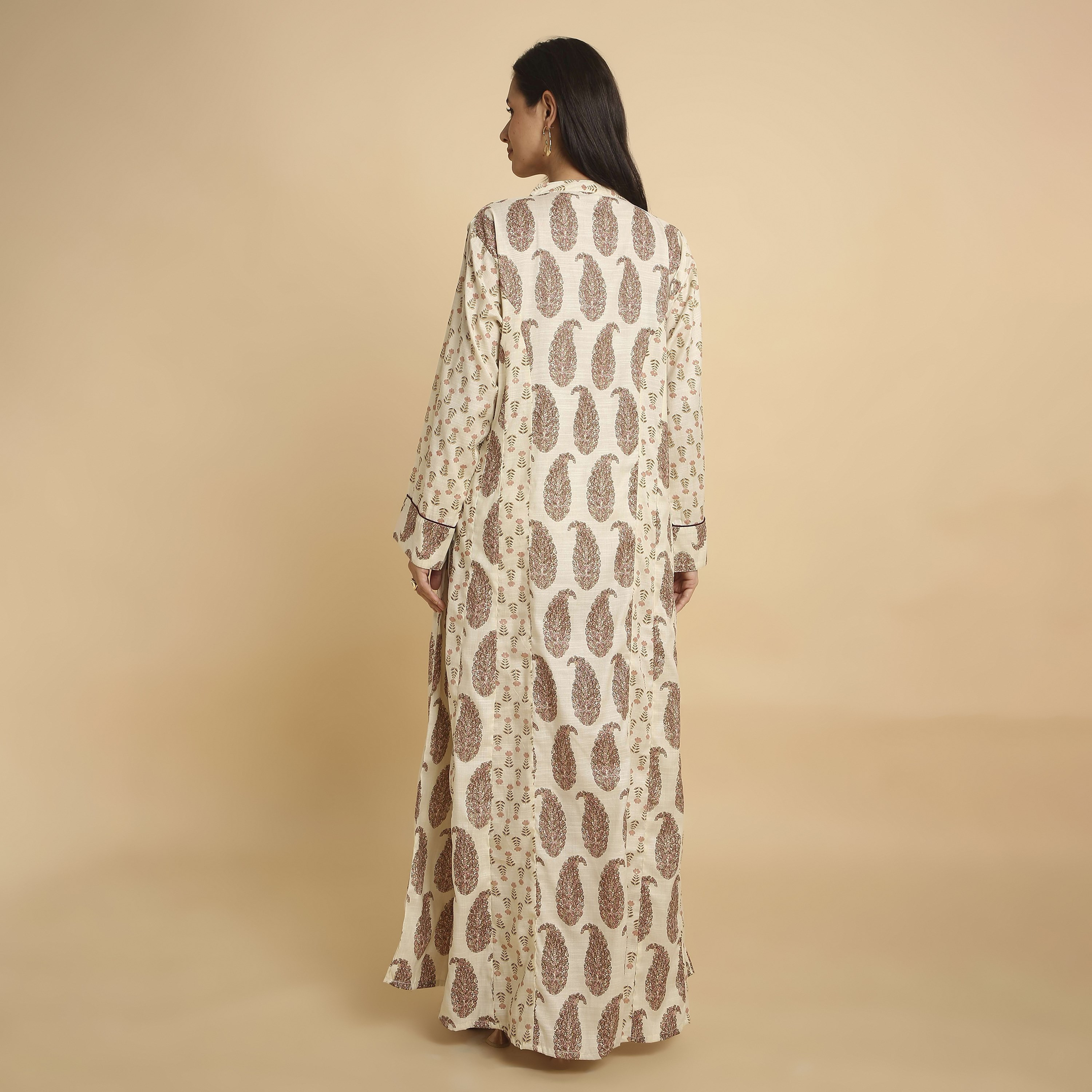 HanaandSara Floral Paisley Print Mandarin Collar Women's Jalabiya-women-arabicclothing-jalabiyas-image-10