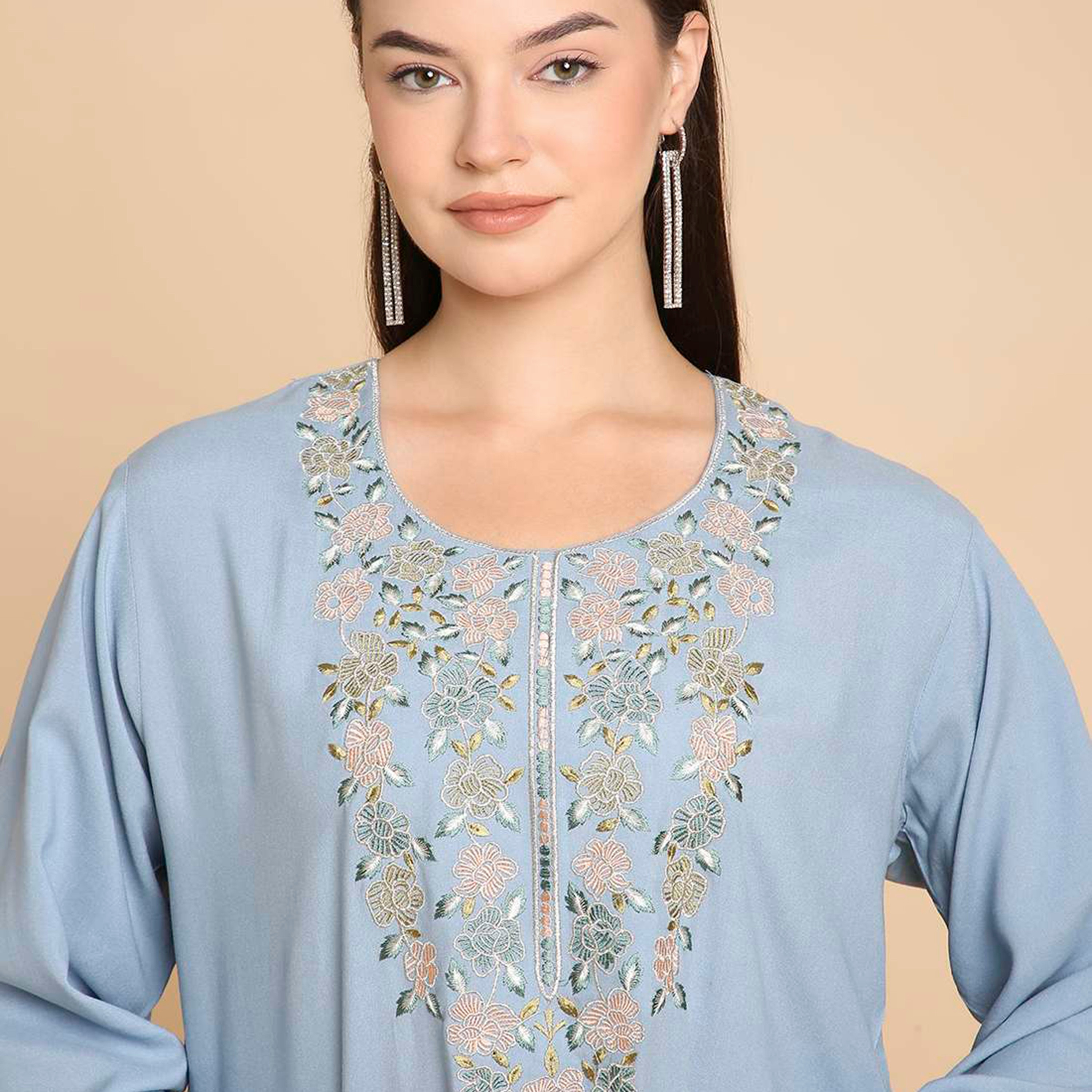 جلابية نسائية بصدرية مطرزة من هنا اند سارة-women-arabicclothing-jalabiyas-image-7