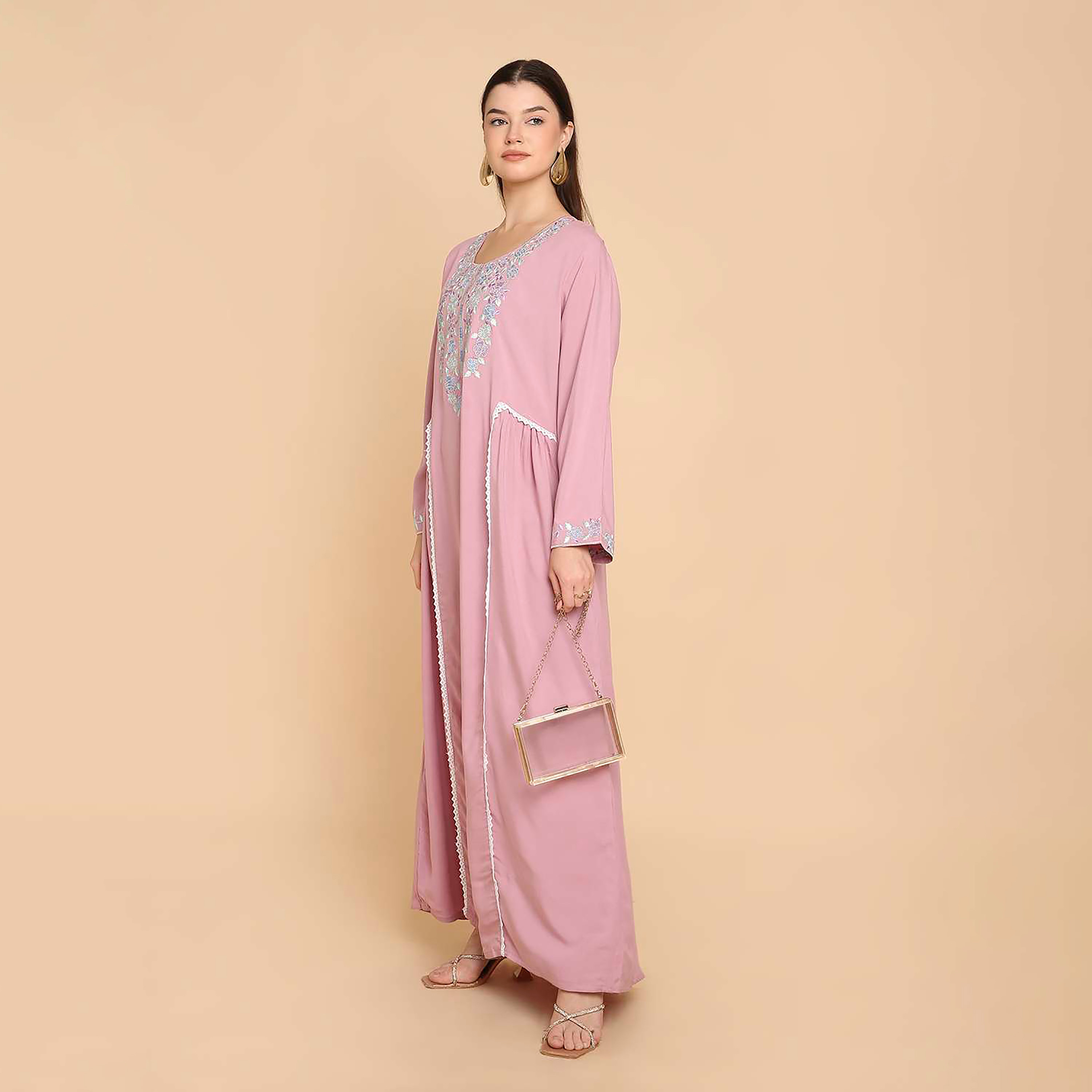 جلابية نسائية بصدرية مطرزة من هنا اند سارة-women-arabicclothing-jalabiyas-image-3