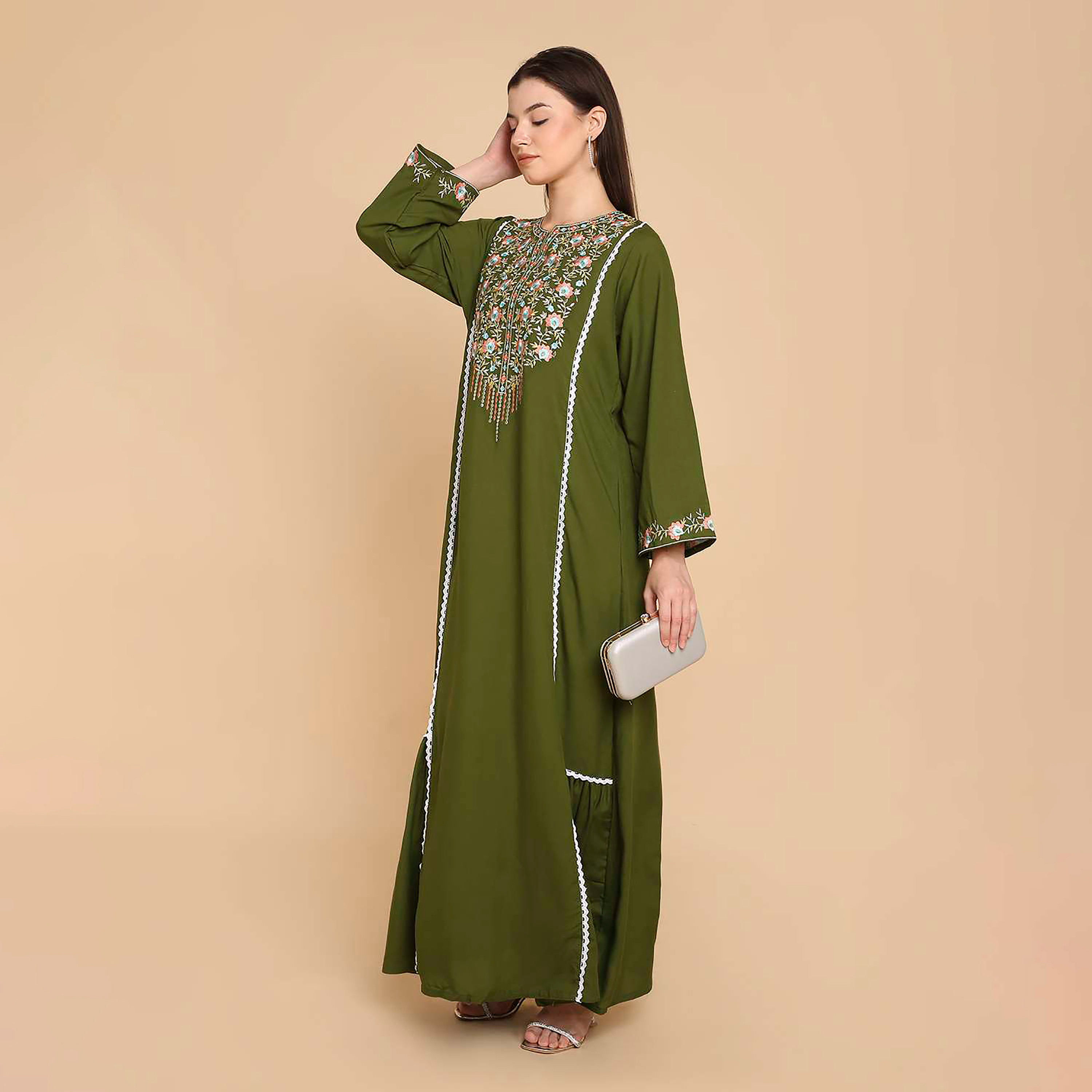 جلابية نسائية مطرزة بالزهور من هانا اند سارة-women-arabicclothing-jalabiyas-image-3