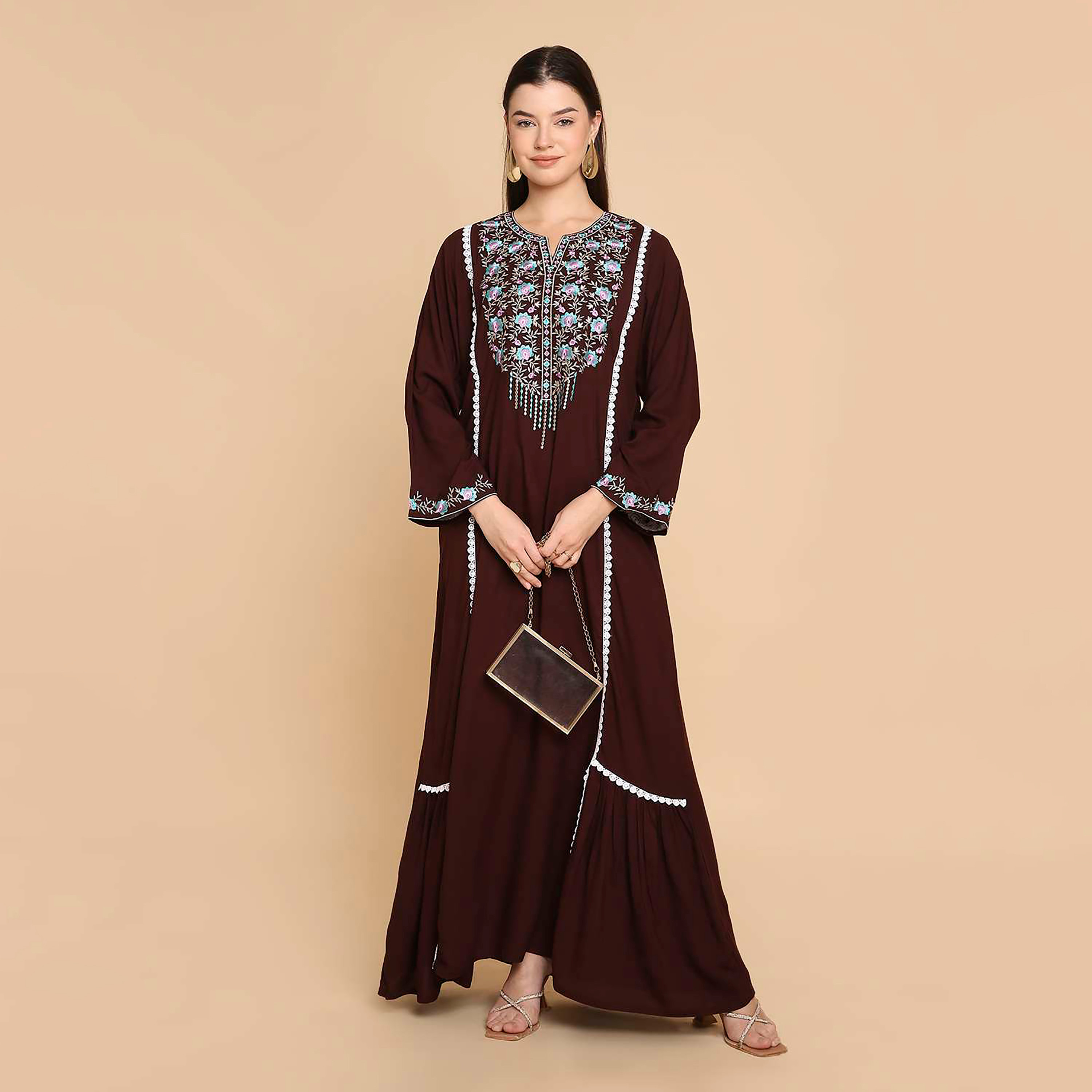 جلابية نسائية مطرزة بالزهور من هانا اند سارة-women-arabicclothing-jalabiyas-image-1