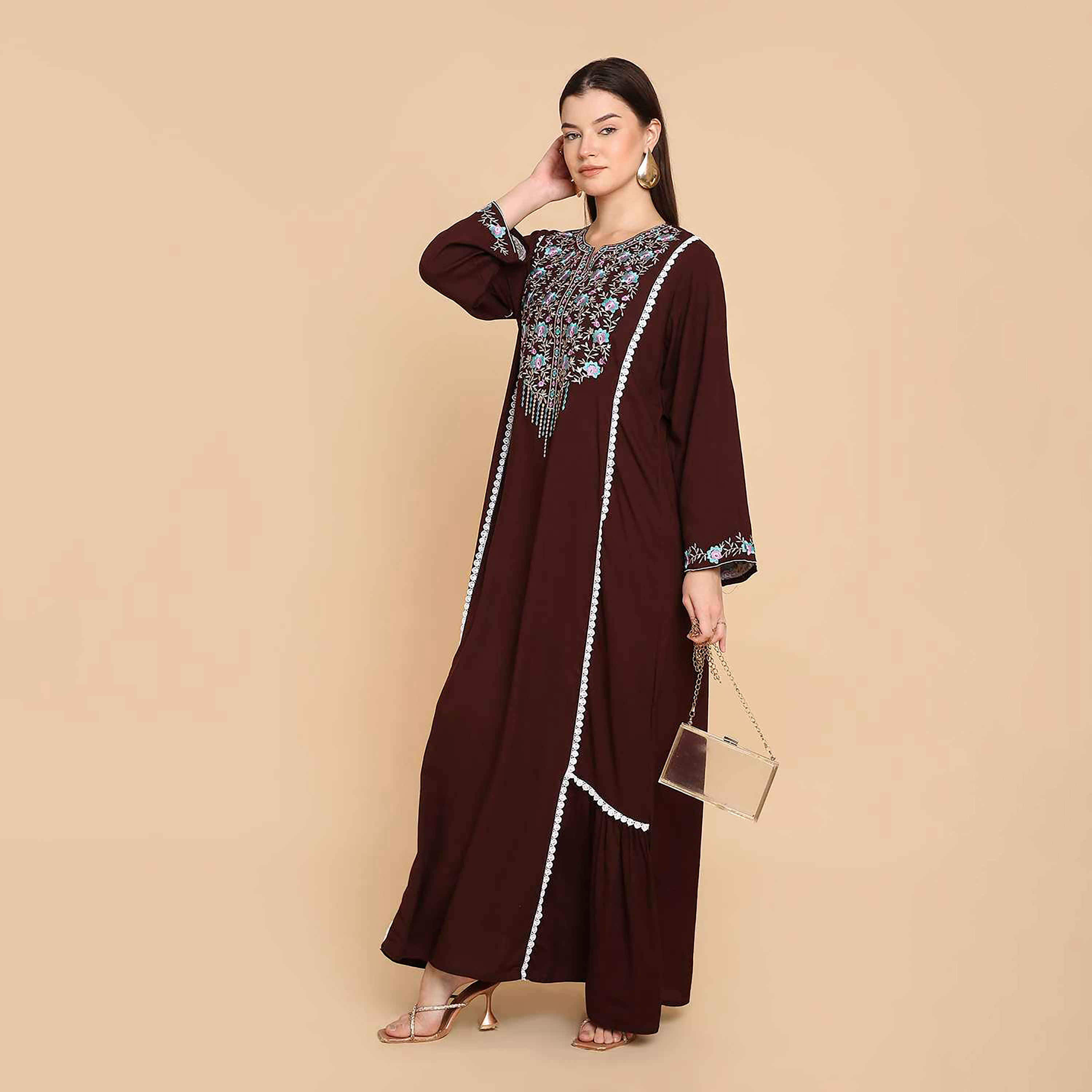 جلابية نسائية مطرزة بالزهور من هانا اند سارة-women-arabicclothing-jalabiyas-image-3