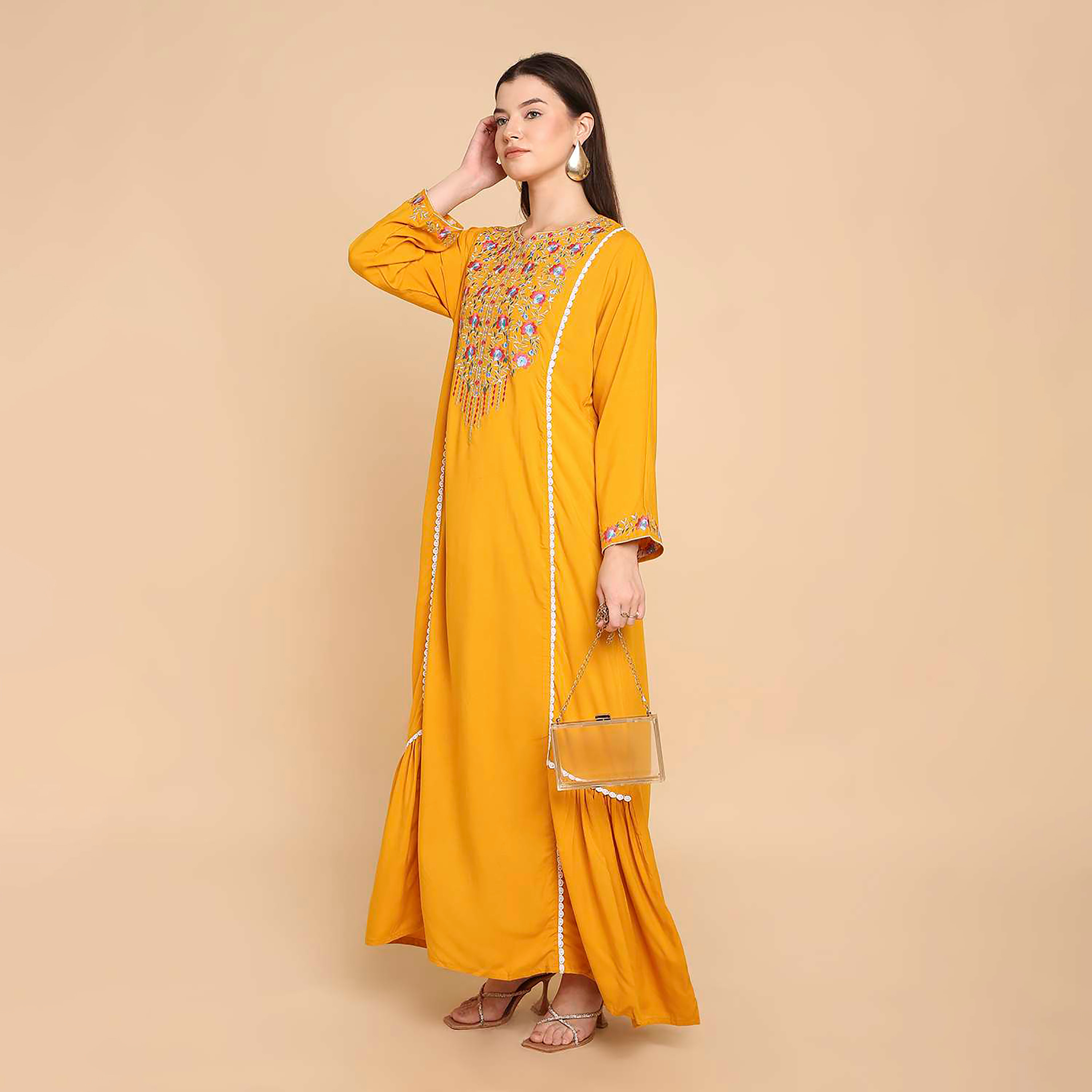 جلابية نسائية مطرزة بالزهور من هانا اند سارة-women-arabicclothing-jalabiyas-image-3