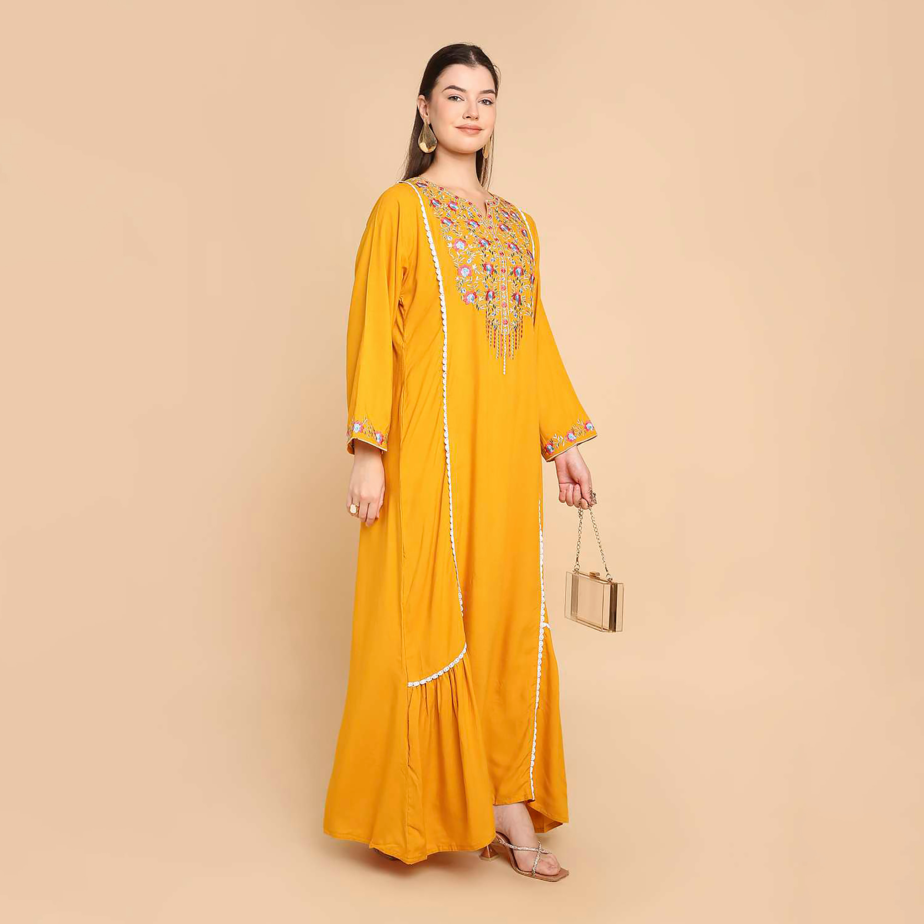 جلابية نسائية مطرزة بالزهور من هانا اند سارة-women-arabicclothing-jalabiyas-image-4