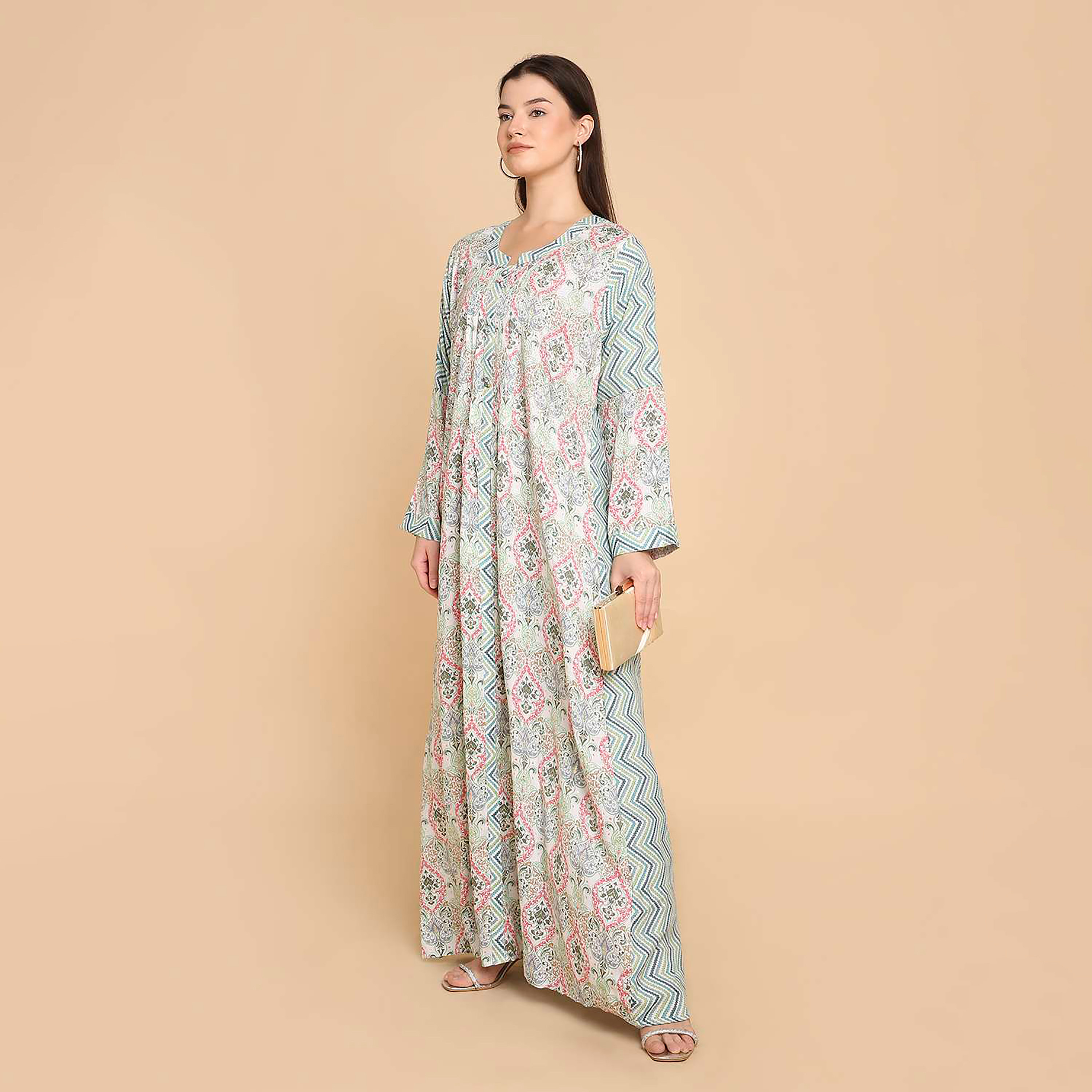 HanaandSara Damask Print Women's Jalabiya-women-arabicclothing-jalabiyas-image-8