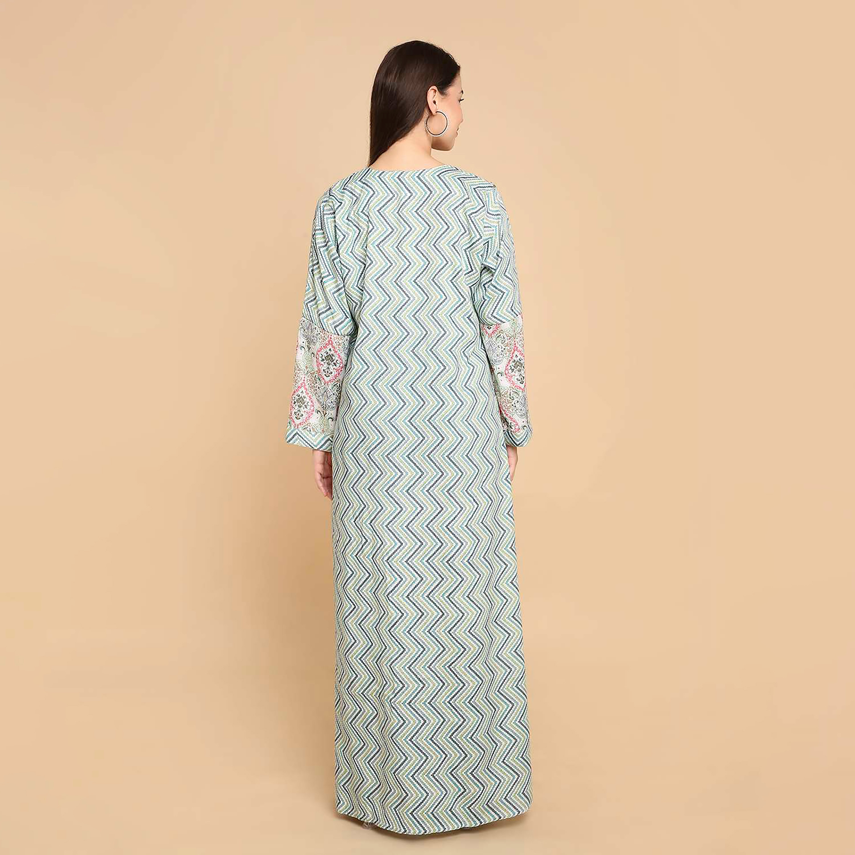 HanaandSara Damask Print Women's Jalabiya-women-arabicclothing-jalabiyas-image-5