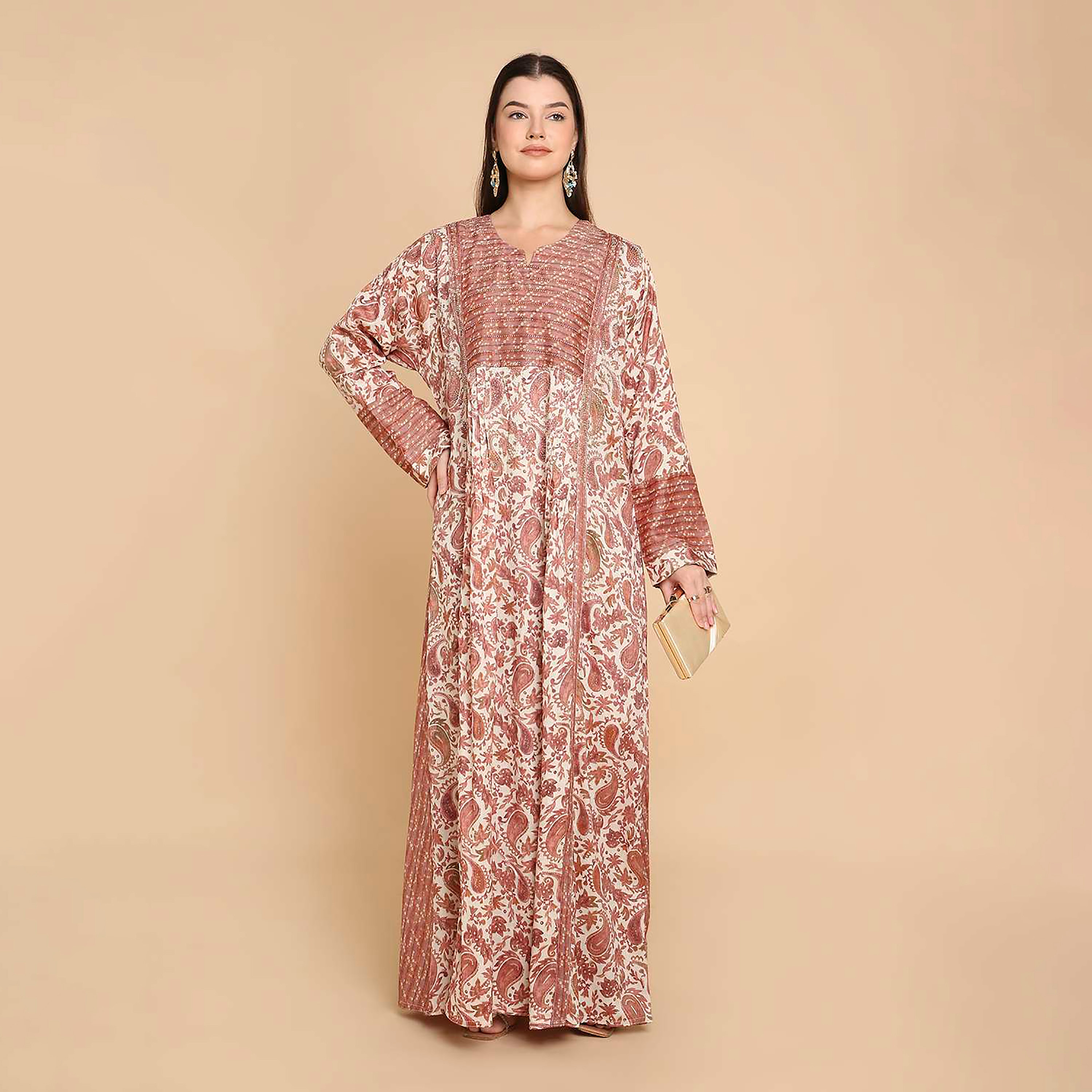 HanaandSara Paisley Print Women's Jalabiya-women-arabicclothing-jalabiyas-image-1