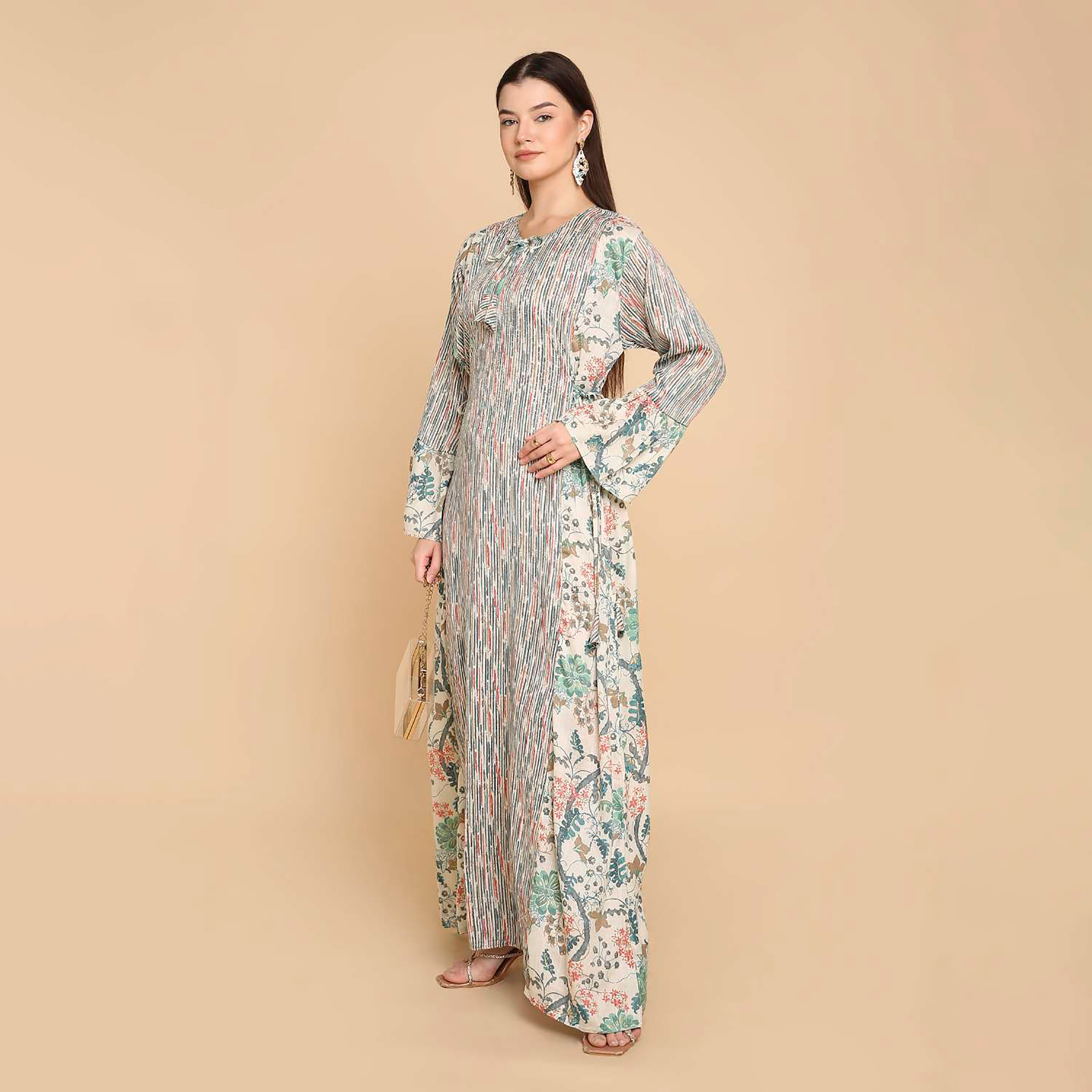 جلابية نسائية مطبوعة بأكمام جرس من هناأندسارة-women-arabicclothing-jalabiyas-image-3