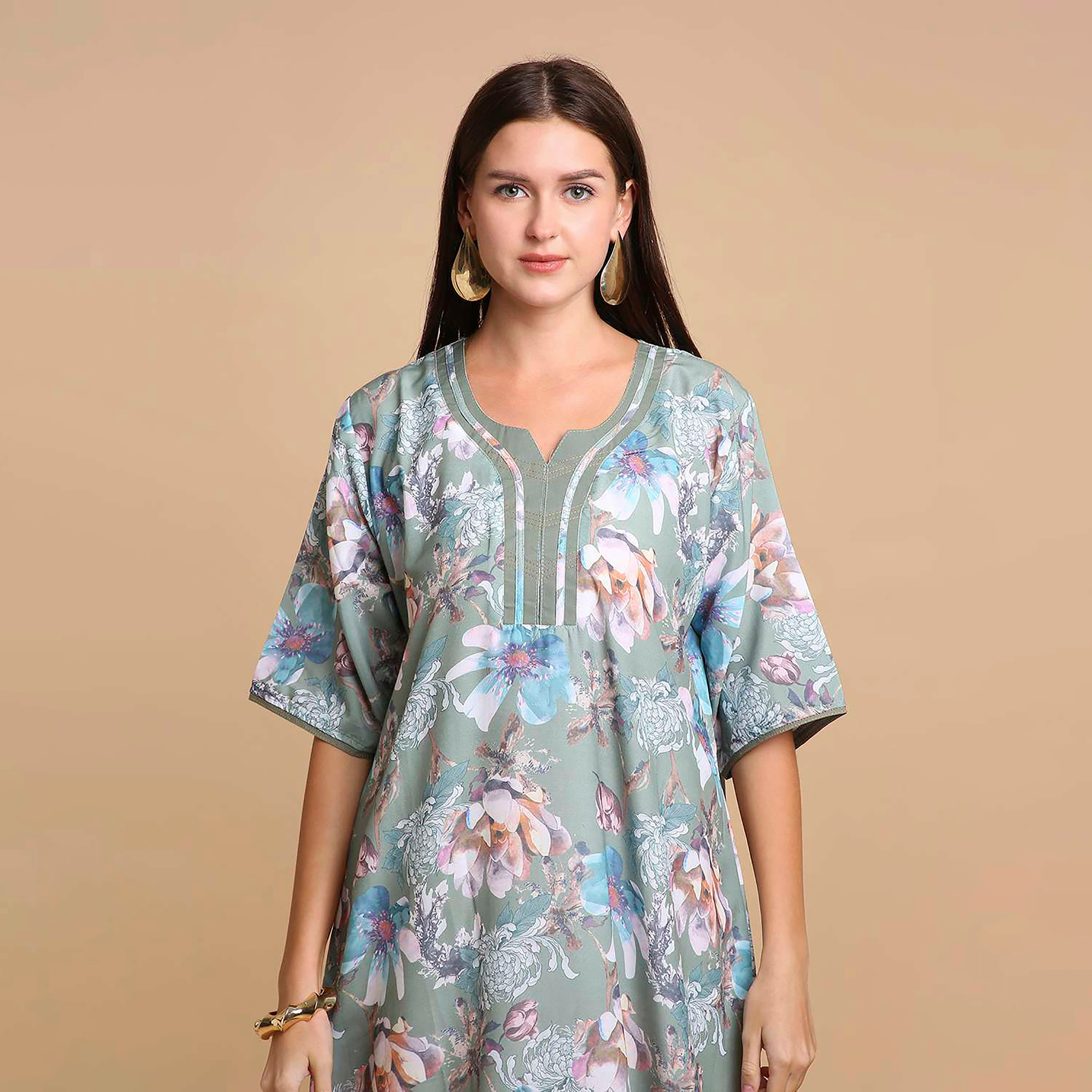 HanaandSara Floral Print Women's Jalabiya-women-arabicclothing-jalabiyas-image-2