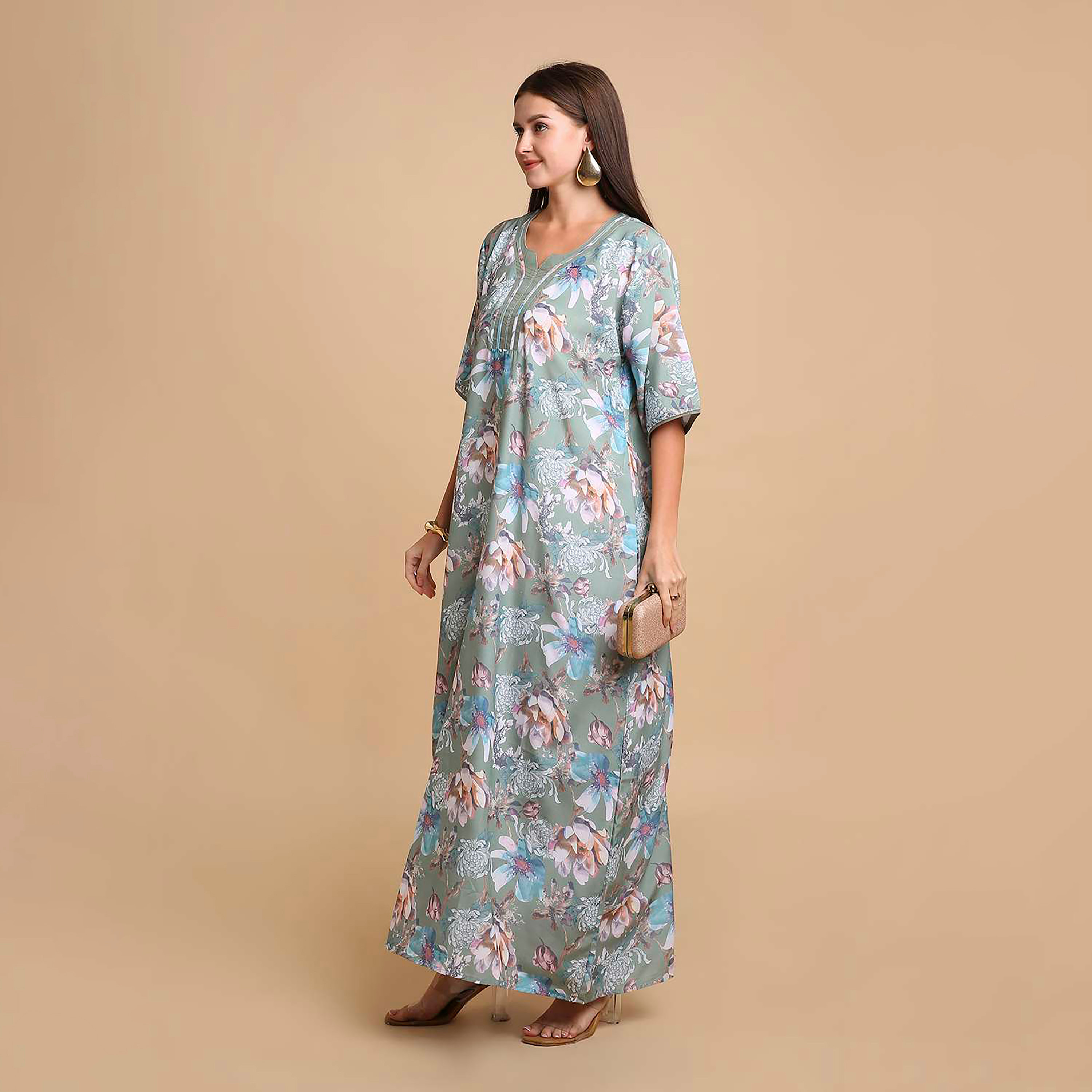 HanaandSara Floral Print Women's Jalabiya-women-arabicclothing-jalabiyas-image-3