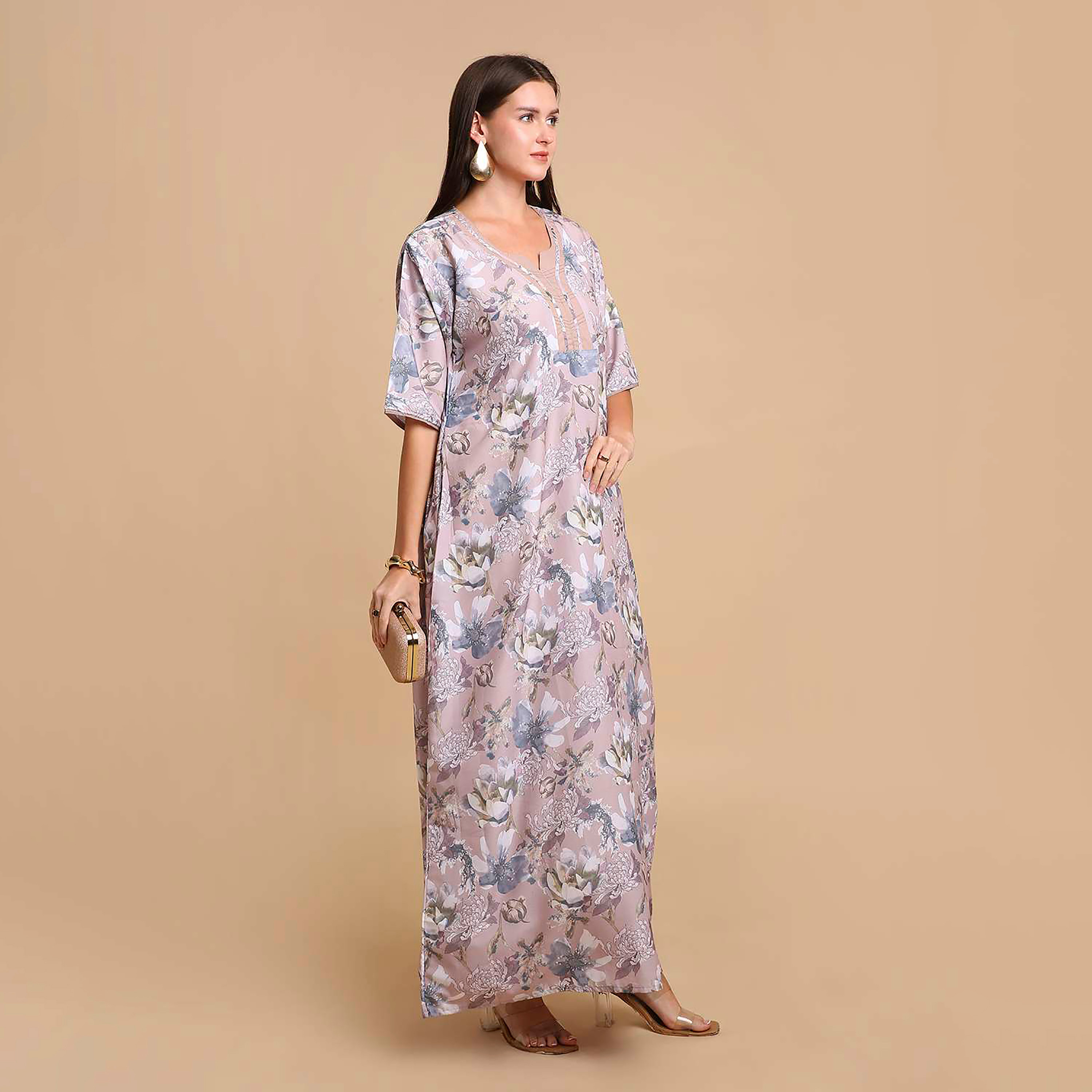 جلابية نسائية بطبعة ورود من هانا اند سارة-women-arabicclothing-jalabiyas-image-4