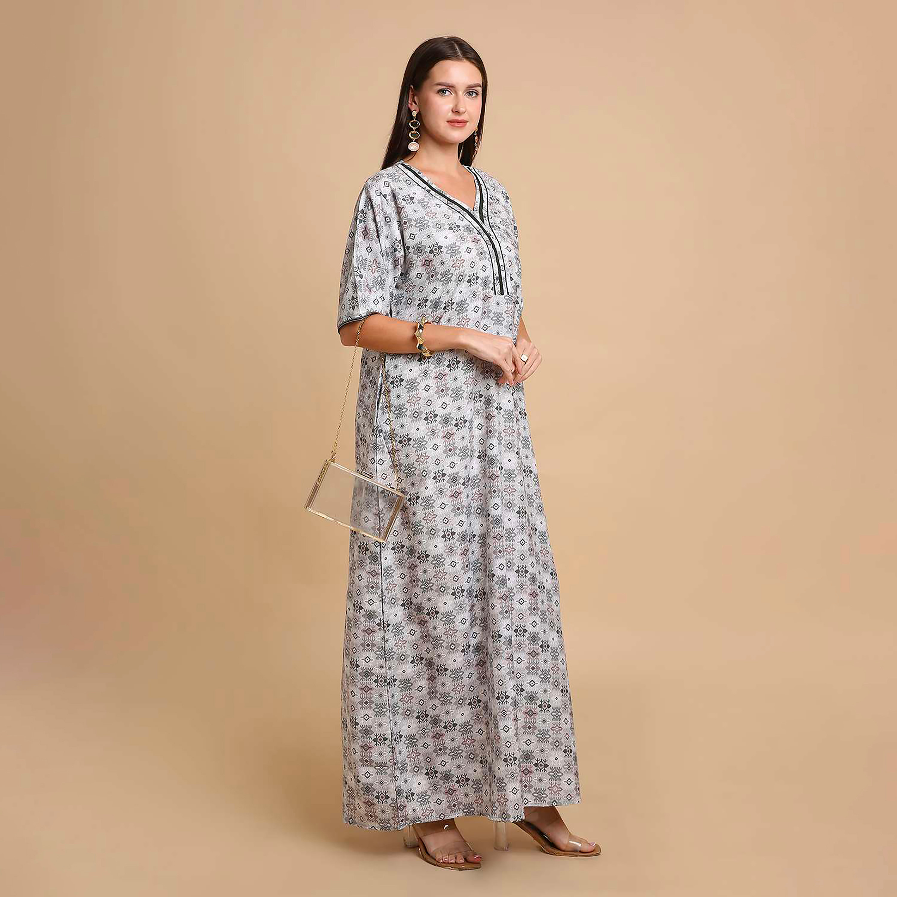جلابية نسائية بطبعة أشكال هندسية من هانا اند سارة-women-arabicclothing-jalabiyas-image-4