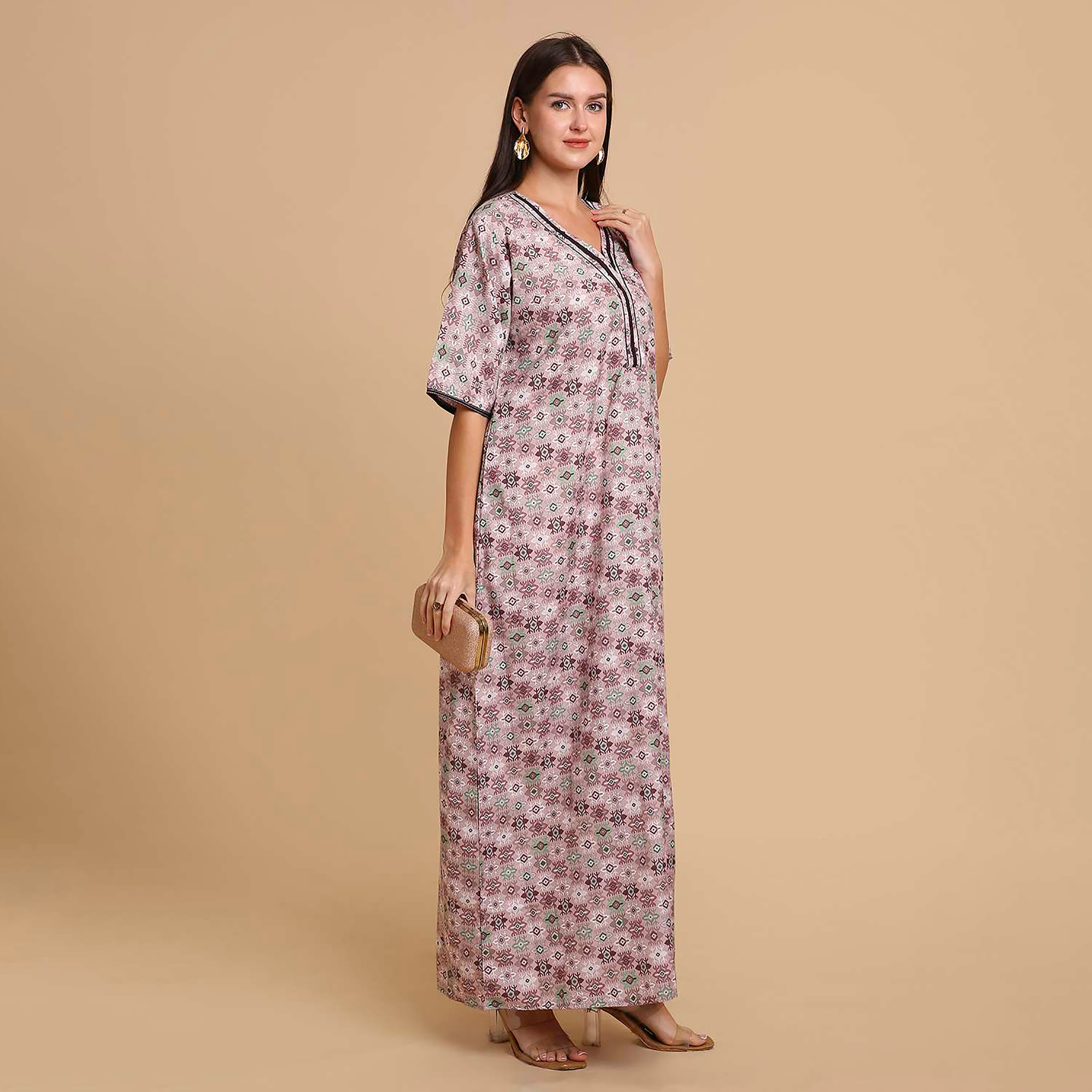 جلابية نسائية بطبعة أشكال هندسية من هانا اند سارة-women-arabicclothing-jalabiyas-image-14