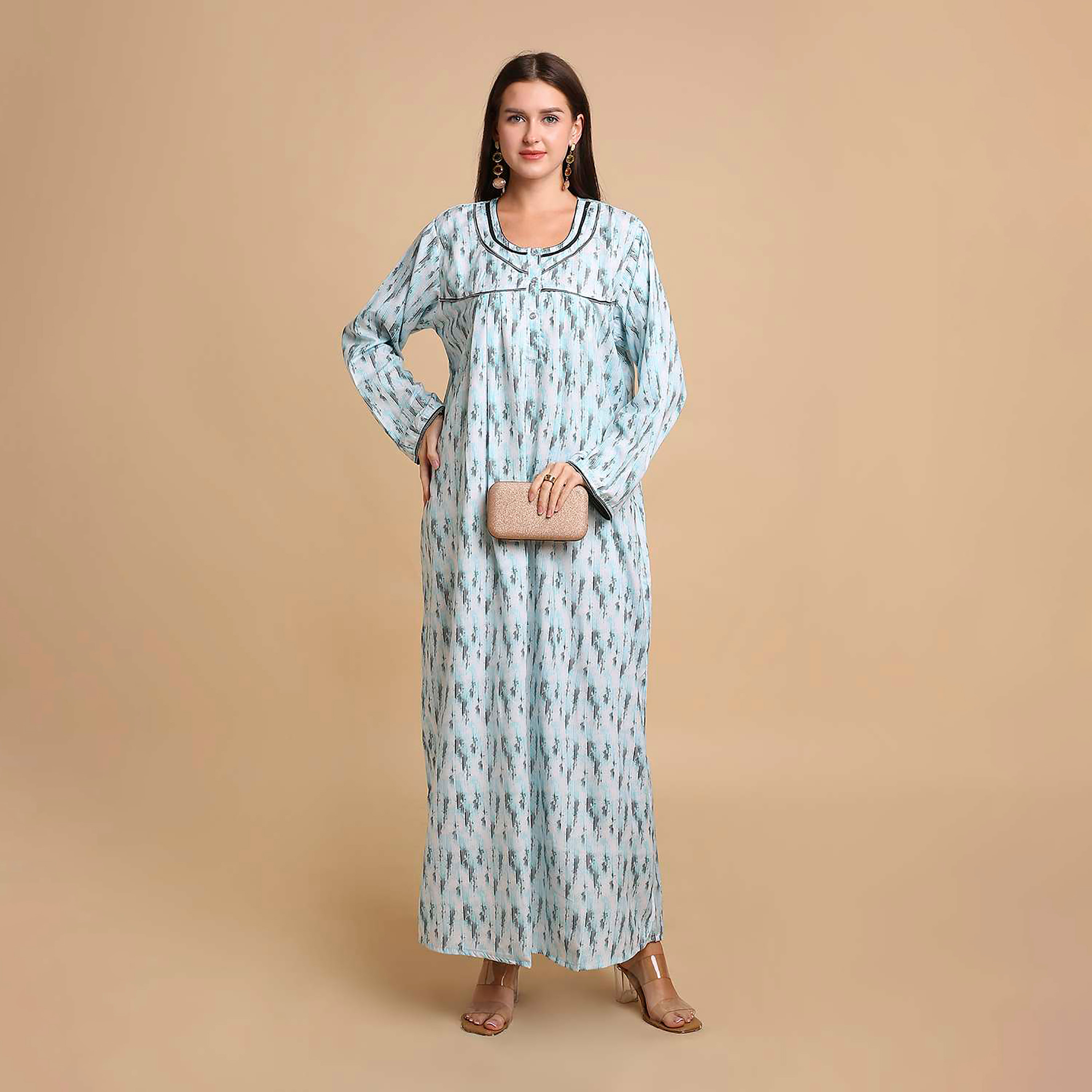 جلابية نسائية بطبعة تجريدية من هنا آند سارة-women-arabicclothing-jalabiyas-image-1