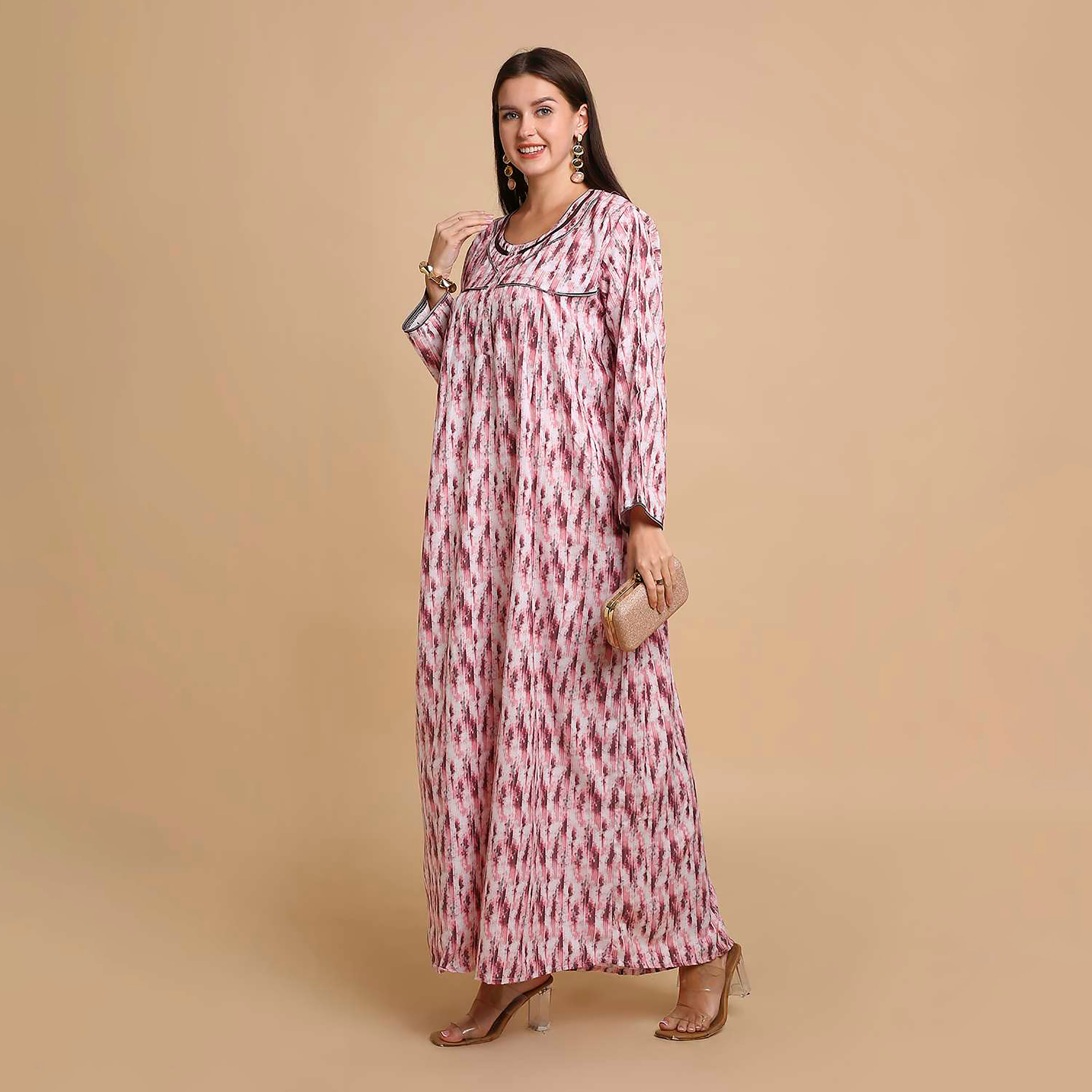 جلابية نسائية بطبعة تجريدية من هنا آند سارة-women-arabicclothing-jalabiyas-image-3