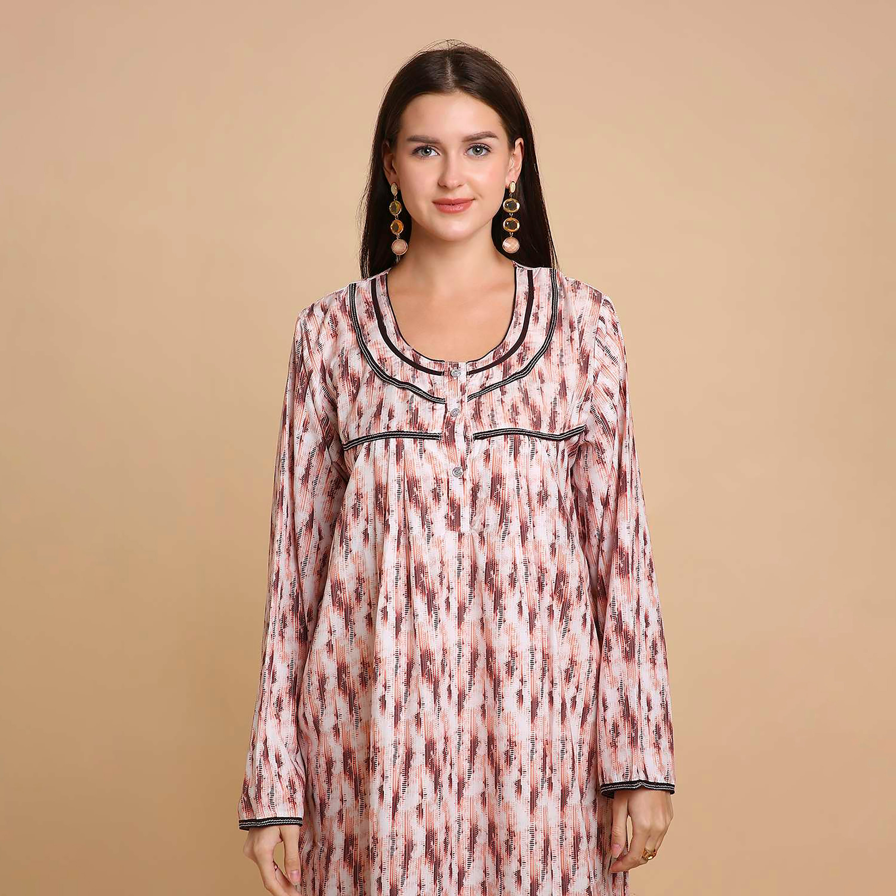 جلابية نسائية بطبعة تجريدية من هنا آند سارة-women-arabicclothing-jalabiyas-image-2