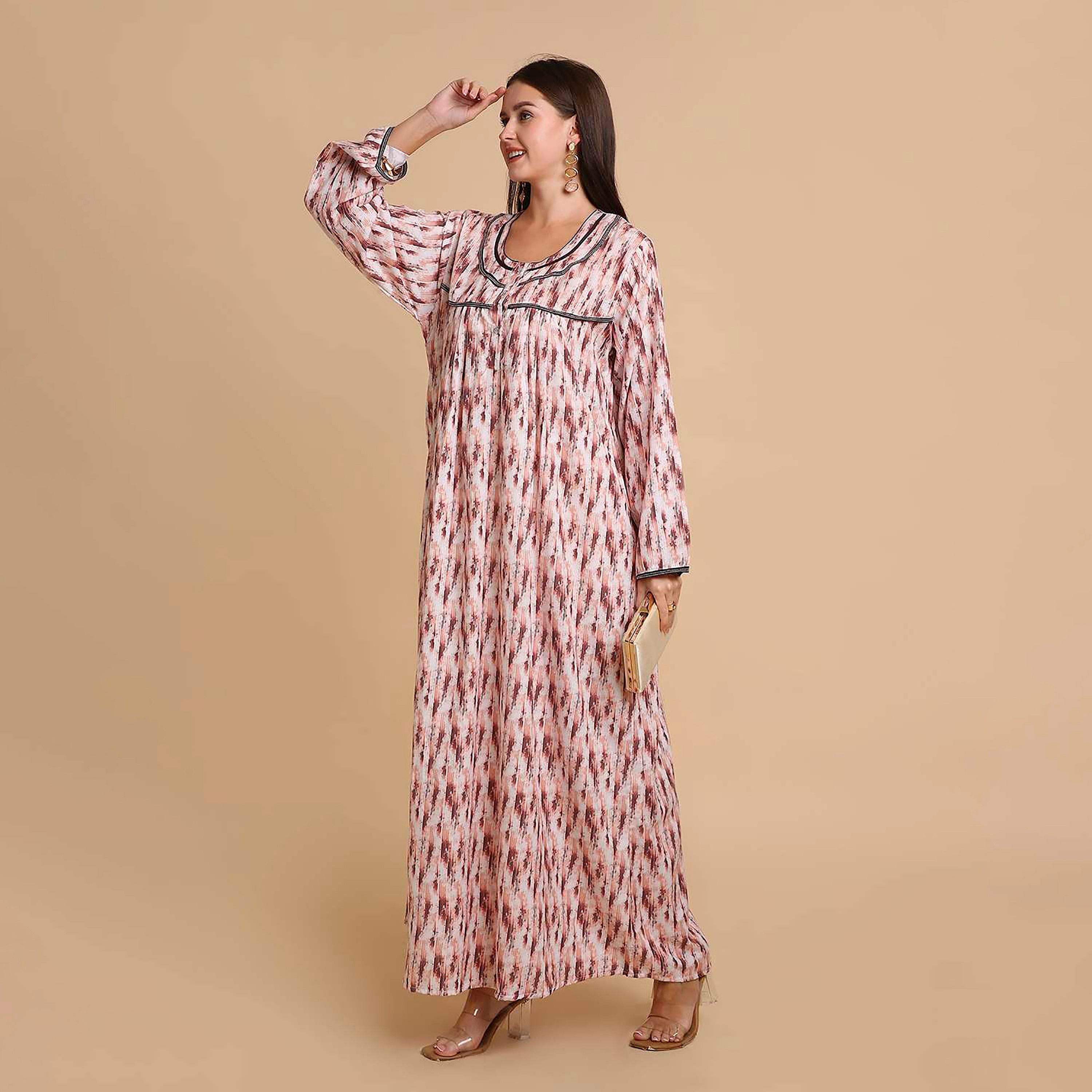 جلابية نسائية بطبعة تجريدية من هنا آند سارة-women-arabicclothing-jalabiyas-image-3