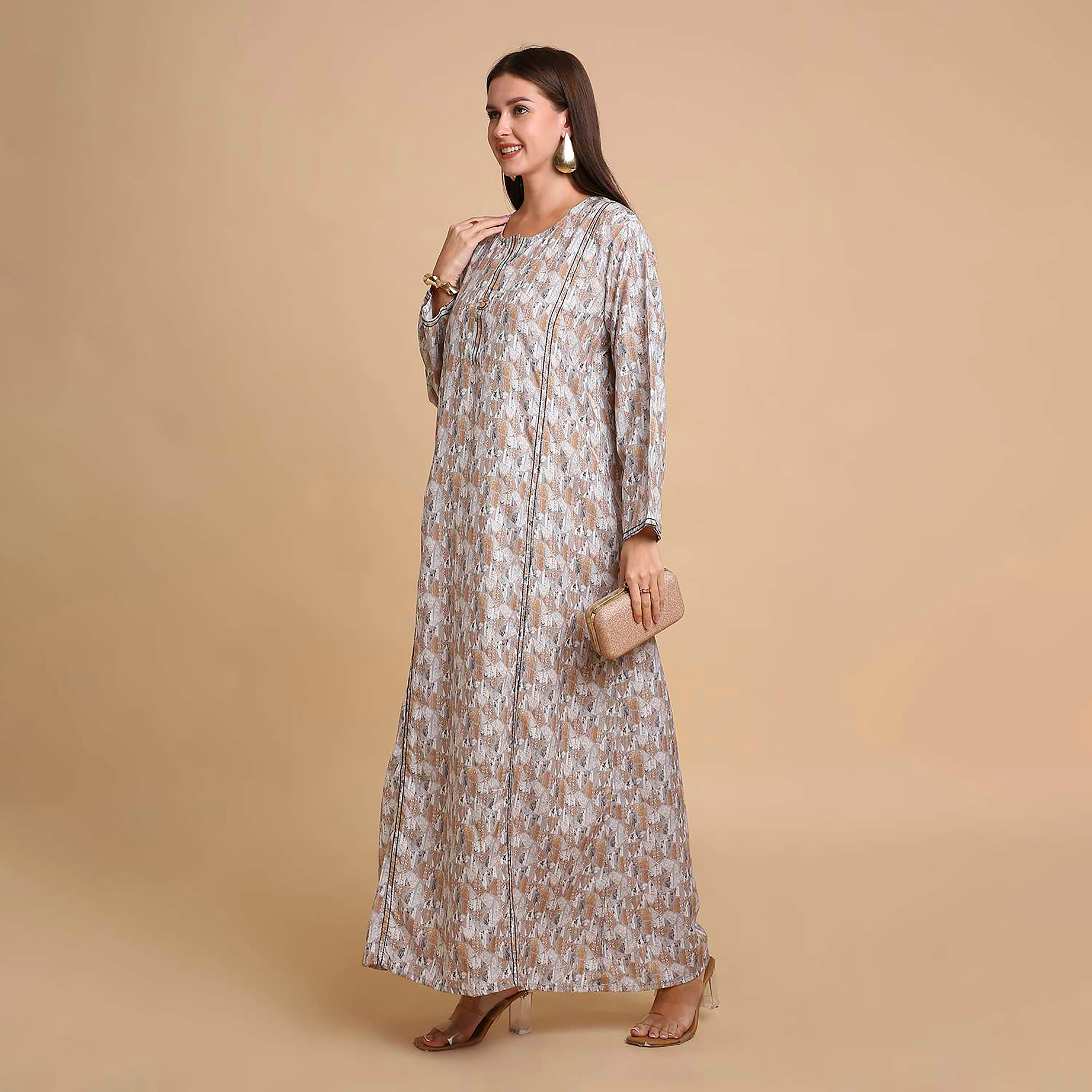 جلابية نسائية بطبعة أشكال هندسية من هانا اند سارة-women-arabicclothing-jalabiyas-image-3