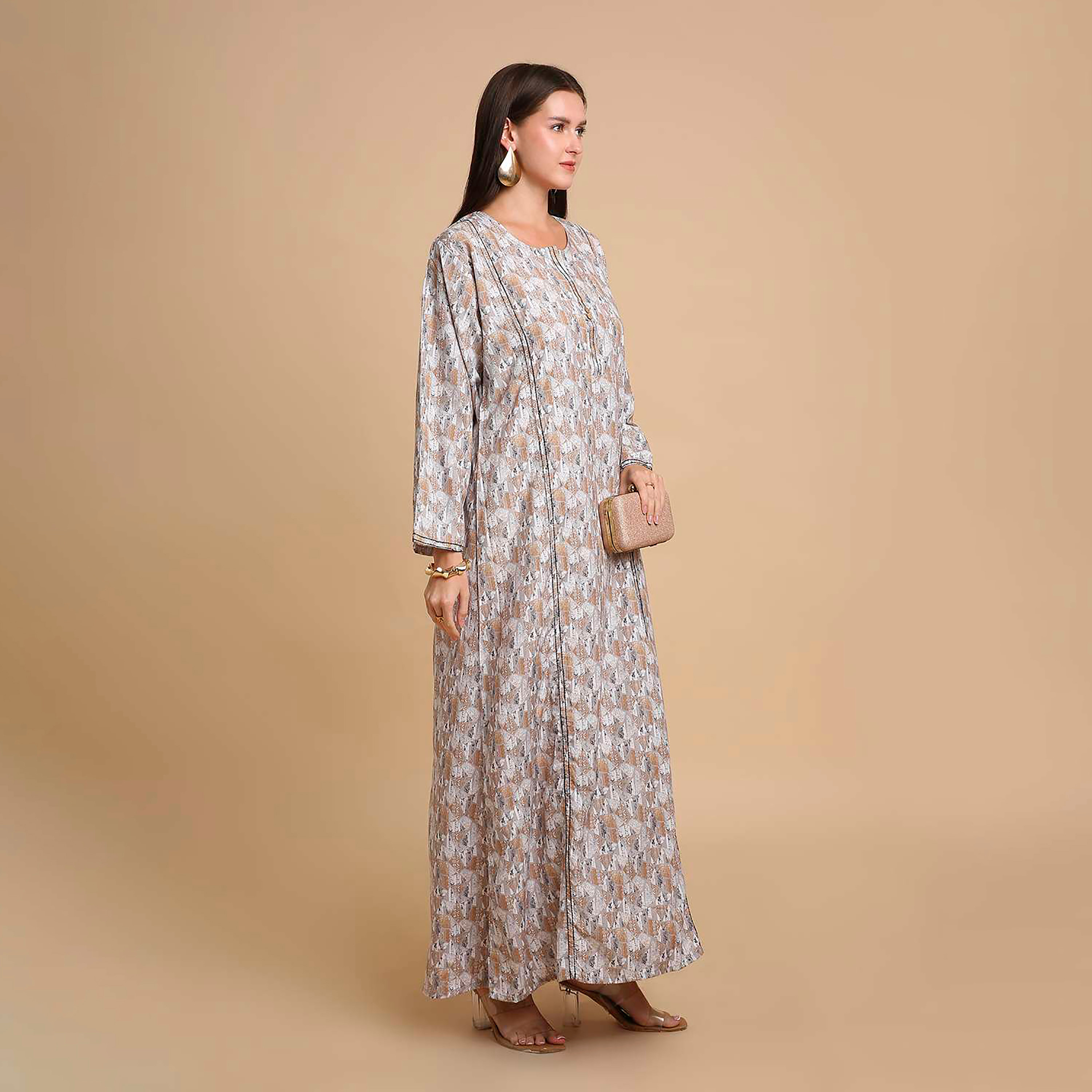 جلابية نسائية بطبعة أشكال هندسية من هانا اند سارة-women-arabicclothing-jalabiyas-image-4