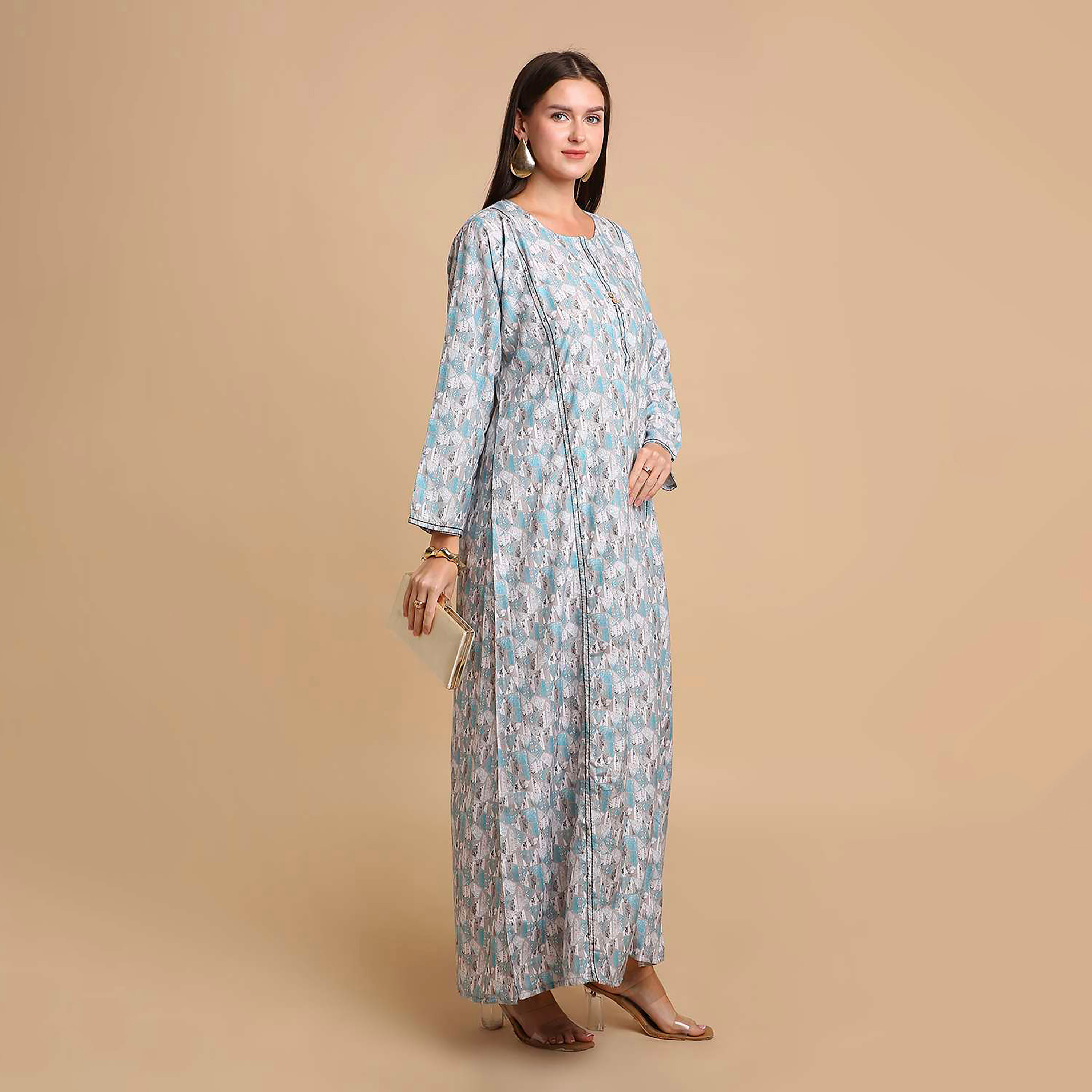 جلابية نسائية بطبعة أشكال هندسية من هانا اند سارة-women-arabicclothing-jalabiyas-image-4
